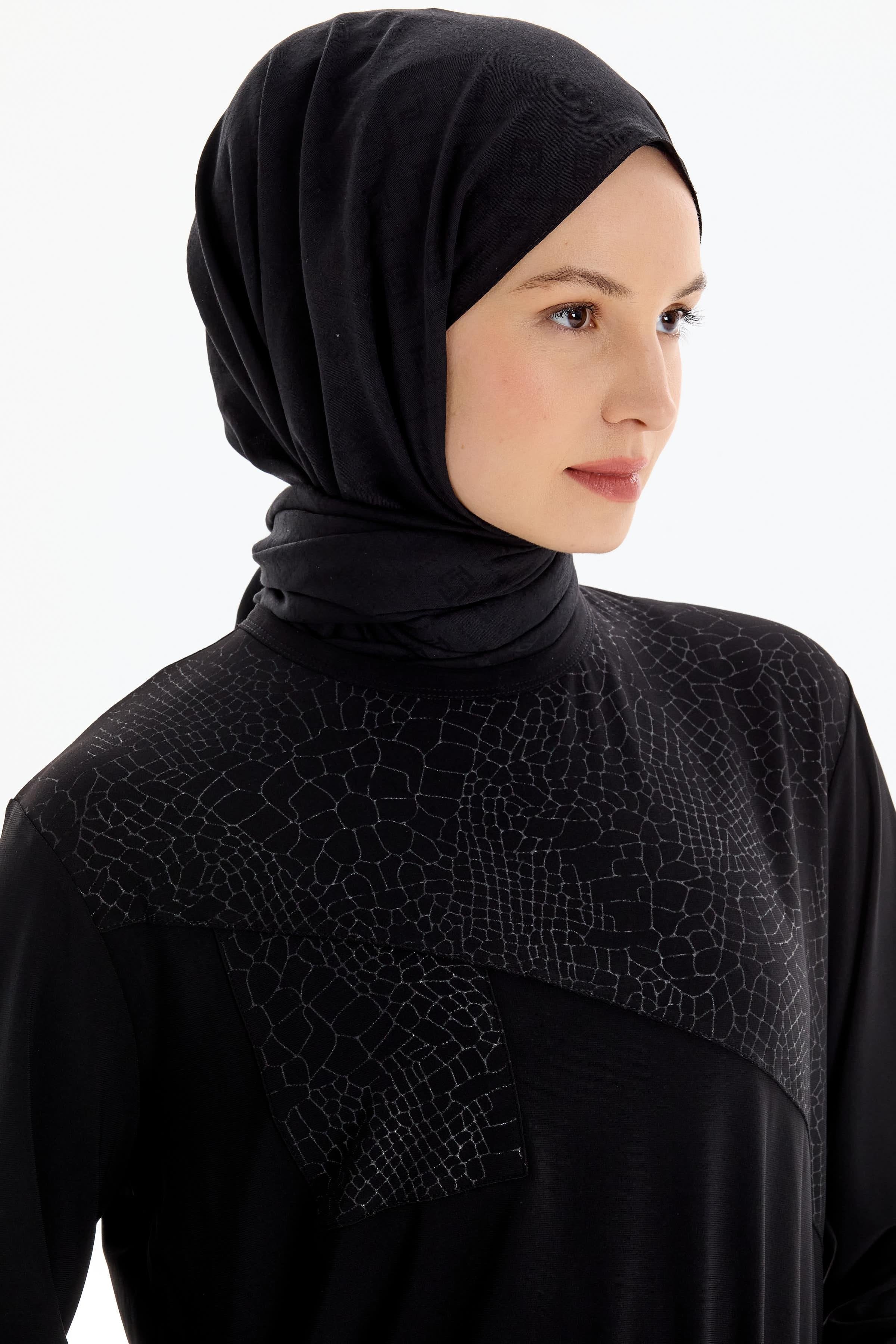 T Logo Pamuk Şal - Siyah TUGBA