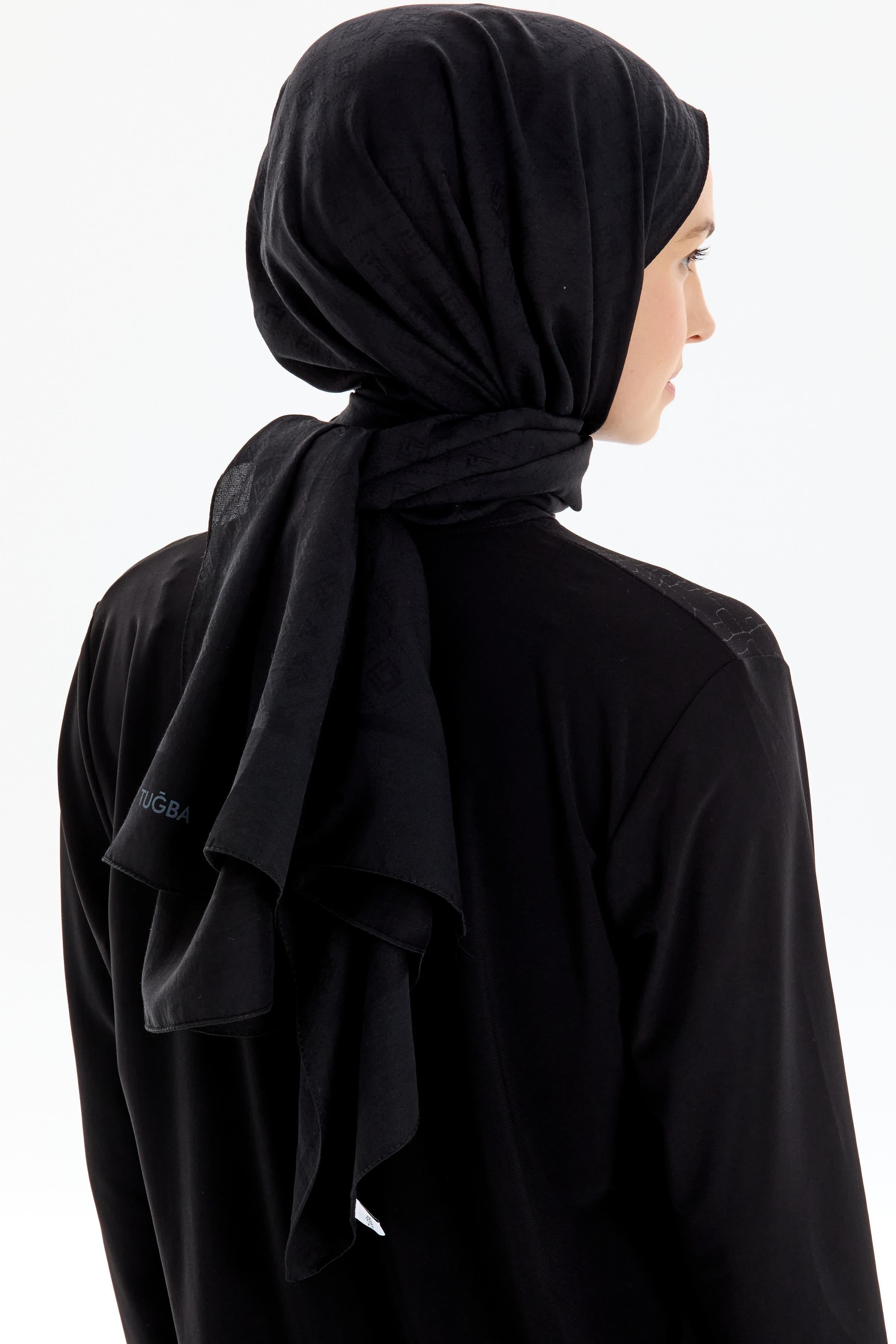 T Logo Pamuk Şal - Siyah TUGBA