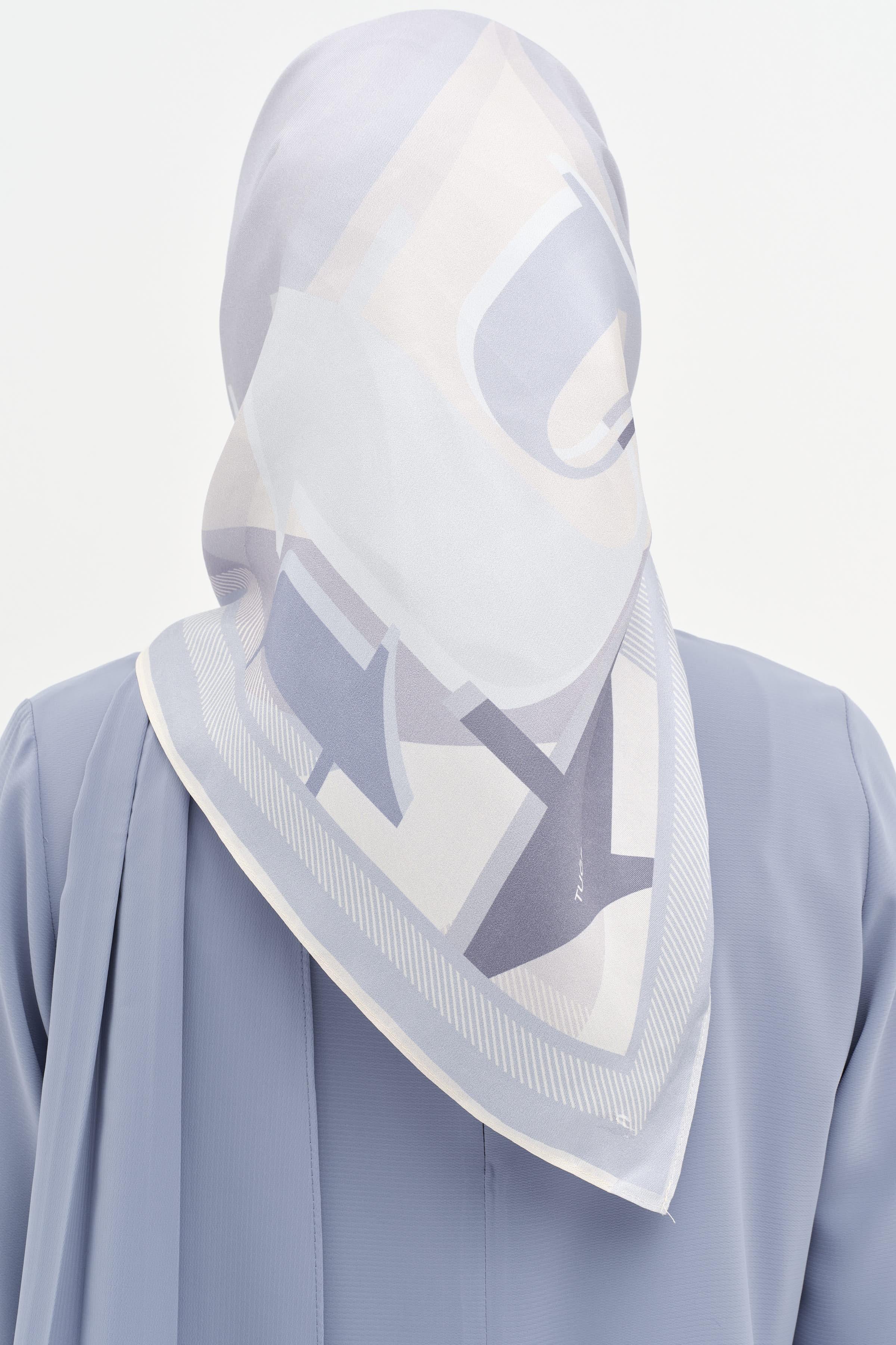 T Logolu Twill İpek Eşarp - Açık Mavi TUGBA