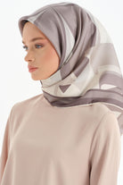 T Logolu Twill İpek Eşarp - Gri TUĞBA