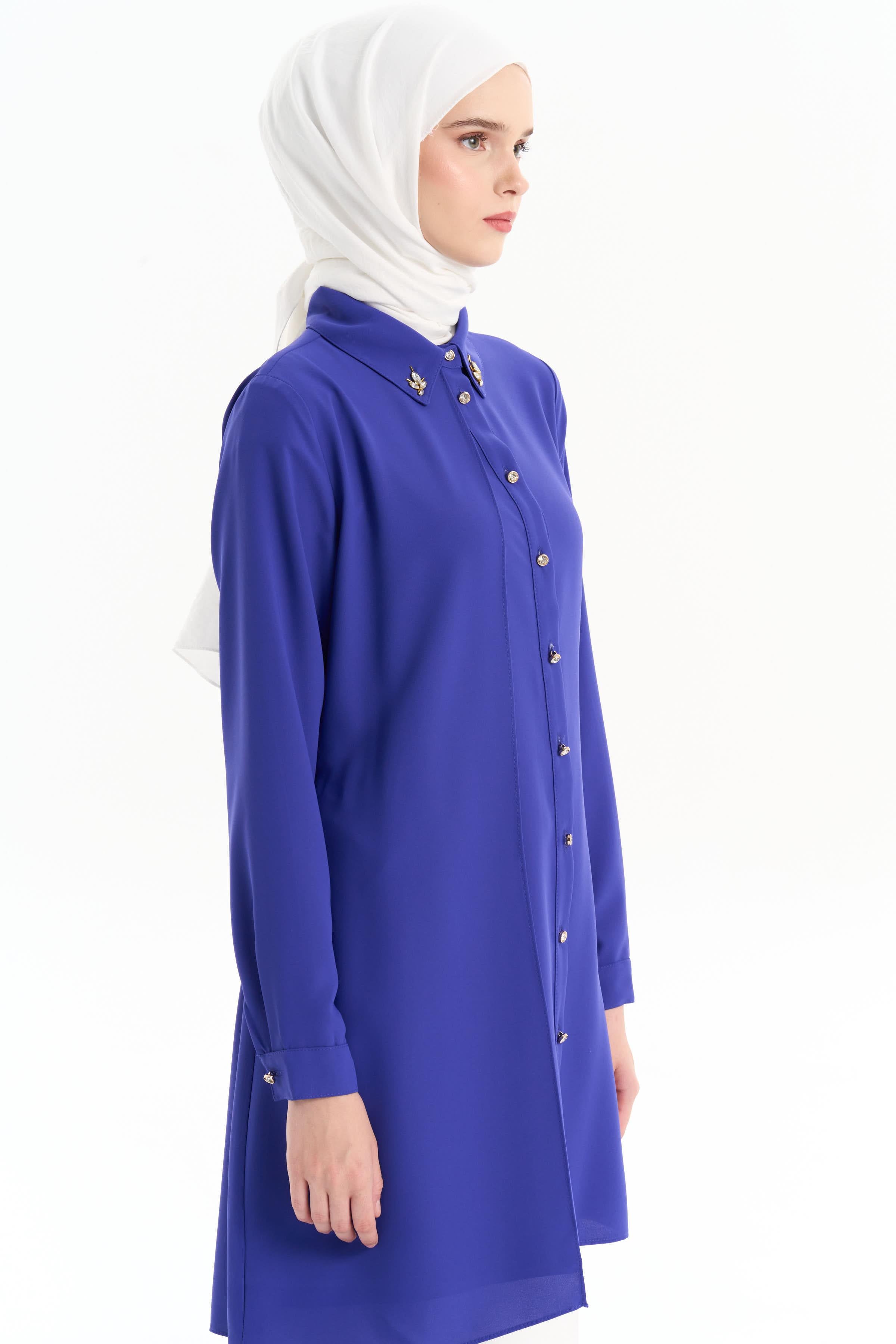 Taş Aksesuarlı Şık Tunik - Menekşe TUGBA