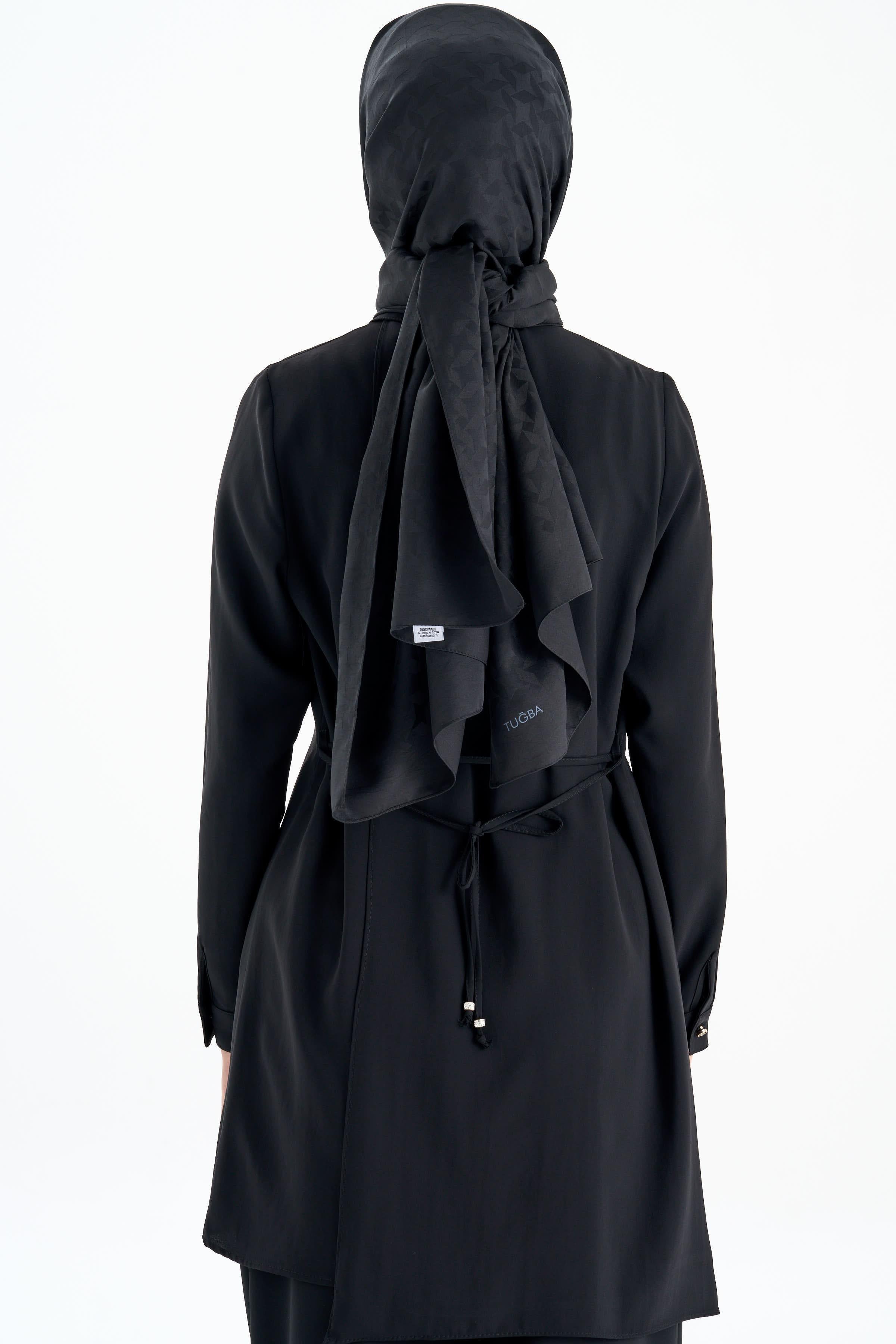 Taş Aksesuarlı Şık Tunik - Siyah TUGBA