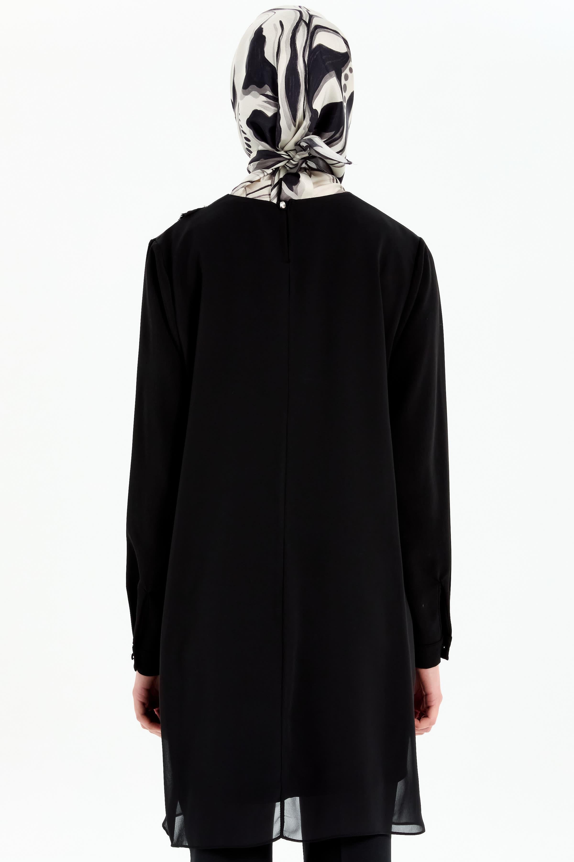 Taş Detaylı Bluz - Siyah TUGBA