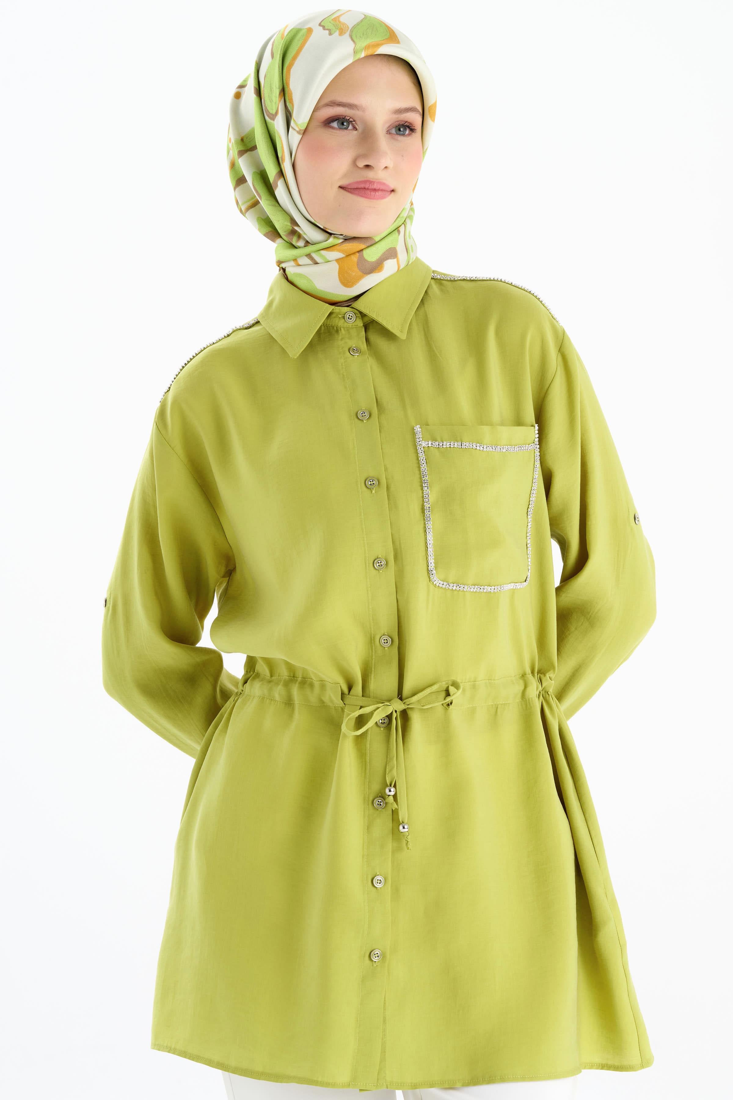 Taş Şeritli Beli Bağlamalı Tunik - Asit TUGBA