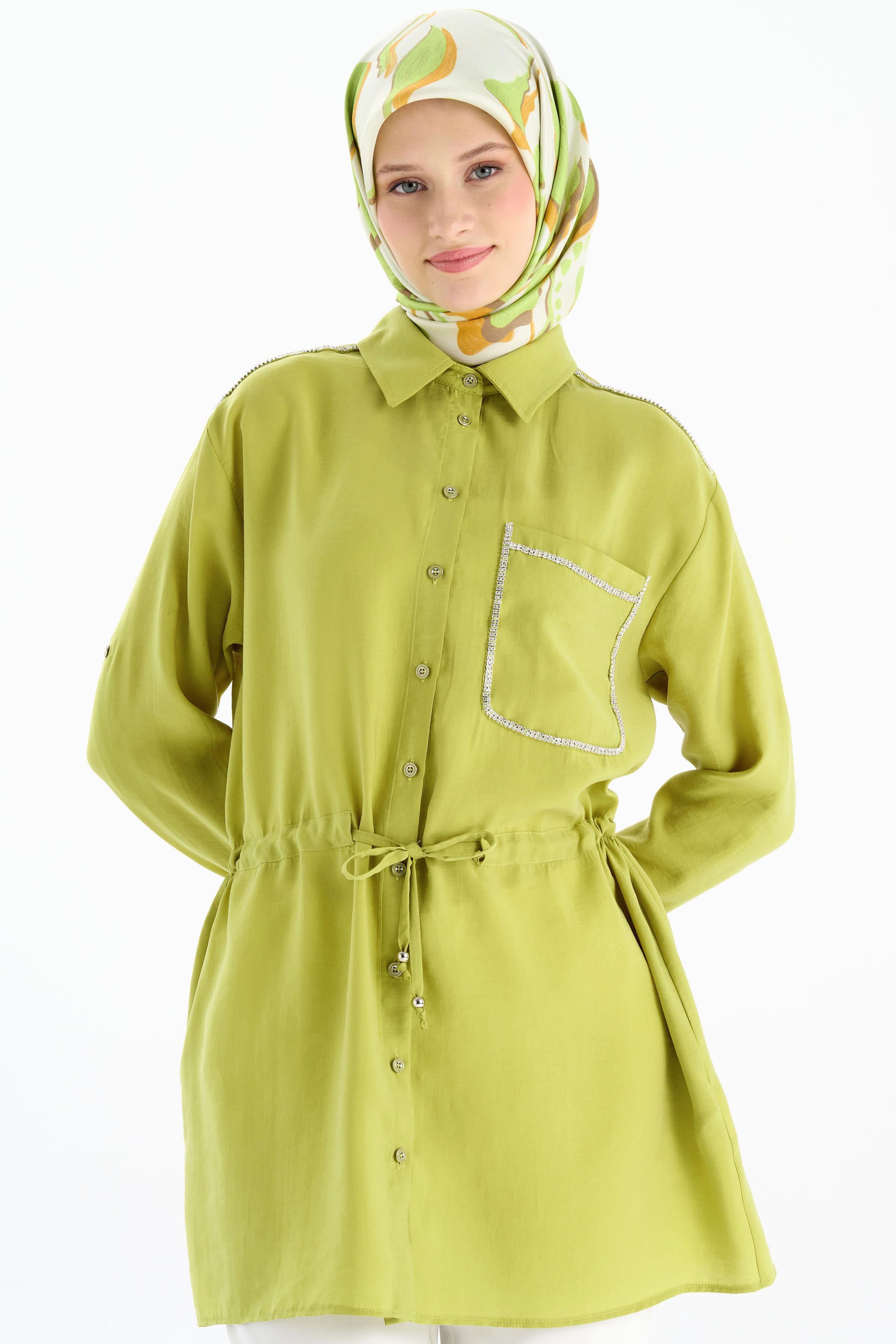 Taş Şeritli Beli Bağlamalı Tunik - Asit TUGBA