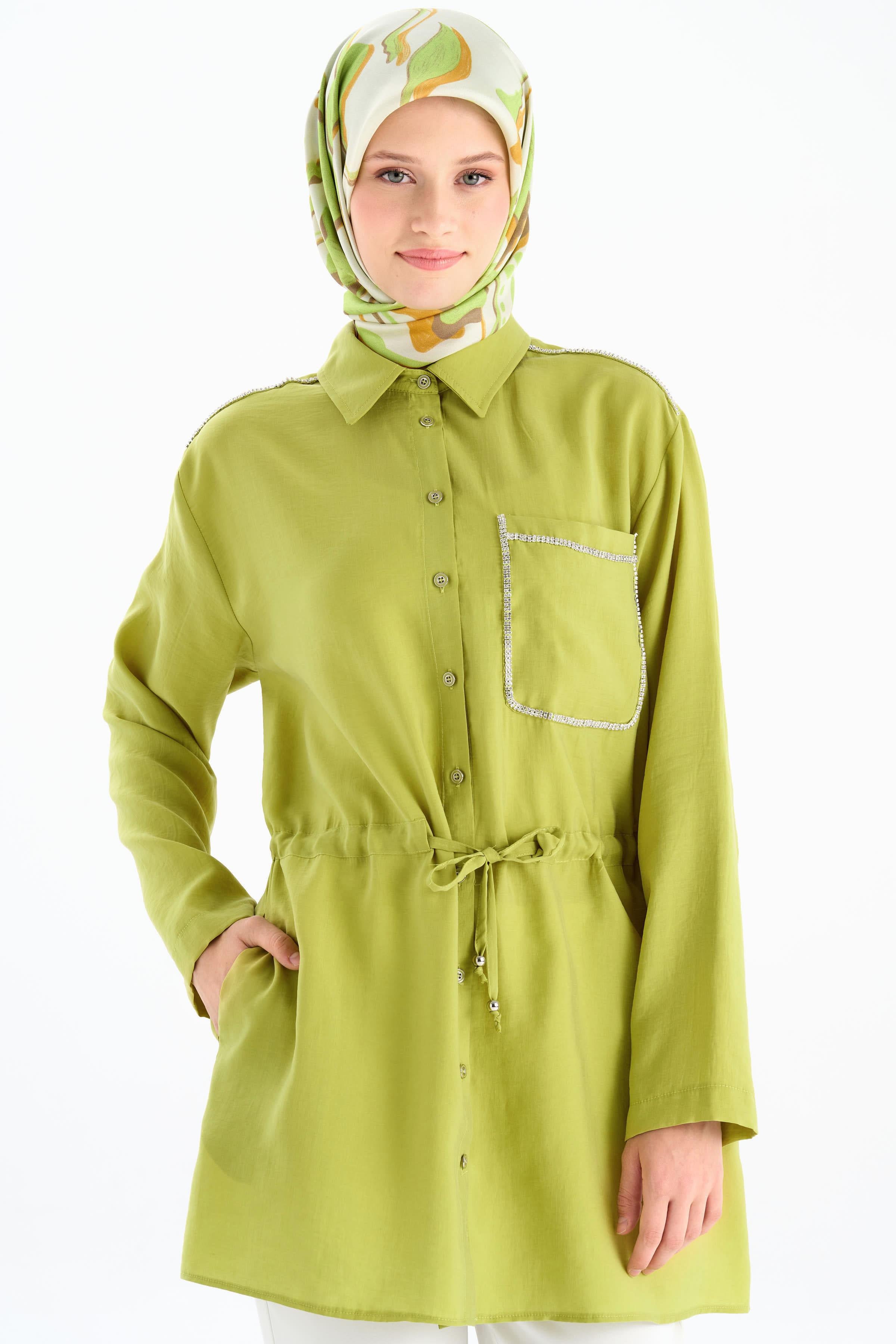 Taş Şeritli Beli Bağlamalı Tunik - Asit TUGBA