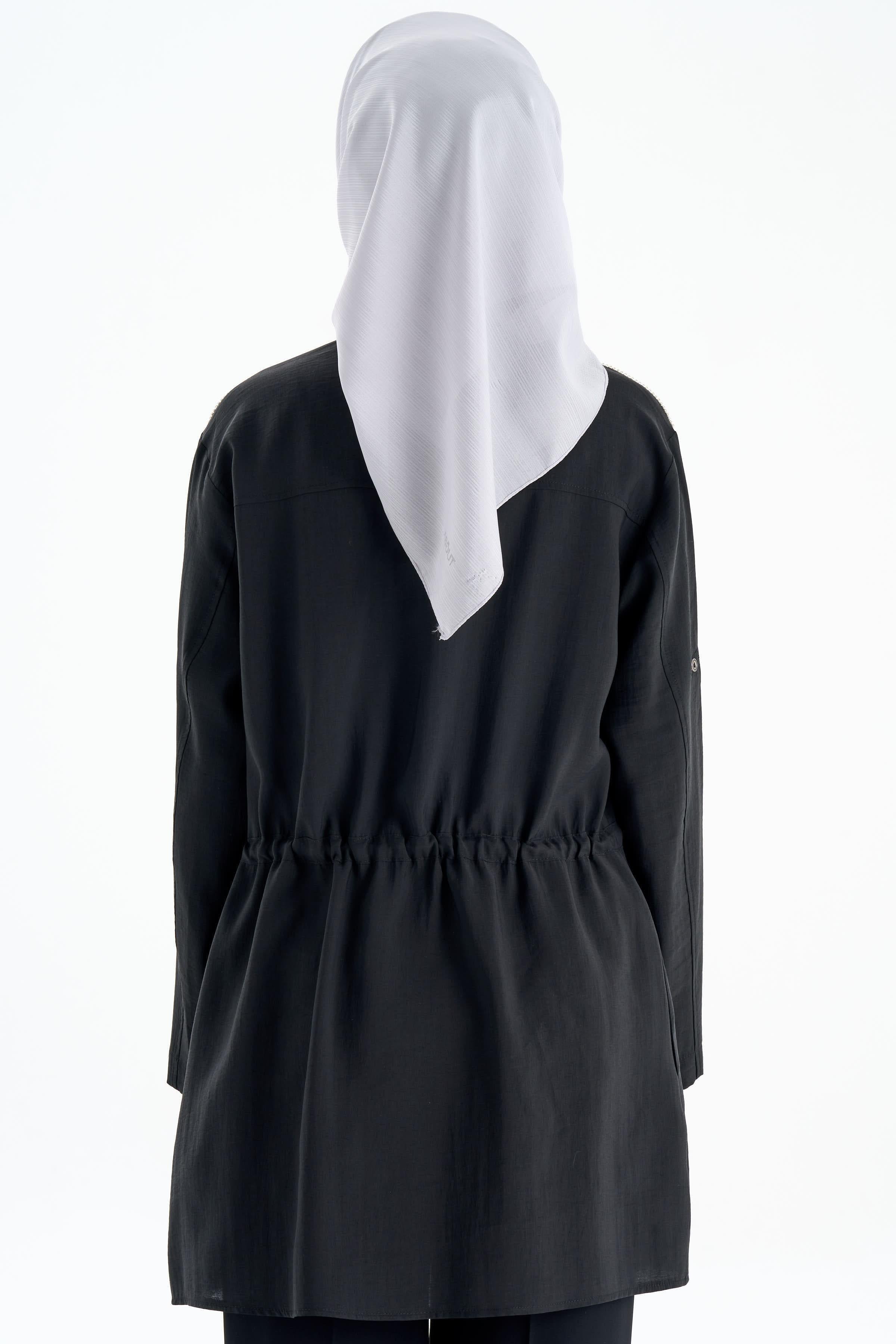 Taş Şeritli Beli Bağlamalı Tunik - Siyah TUGBA