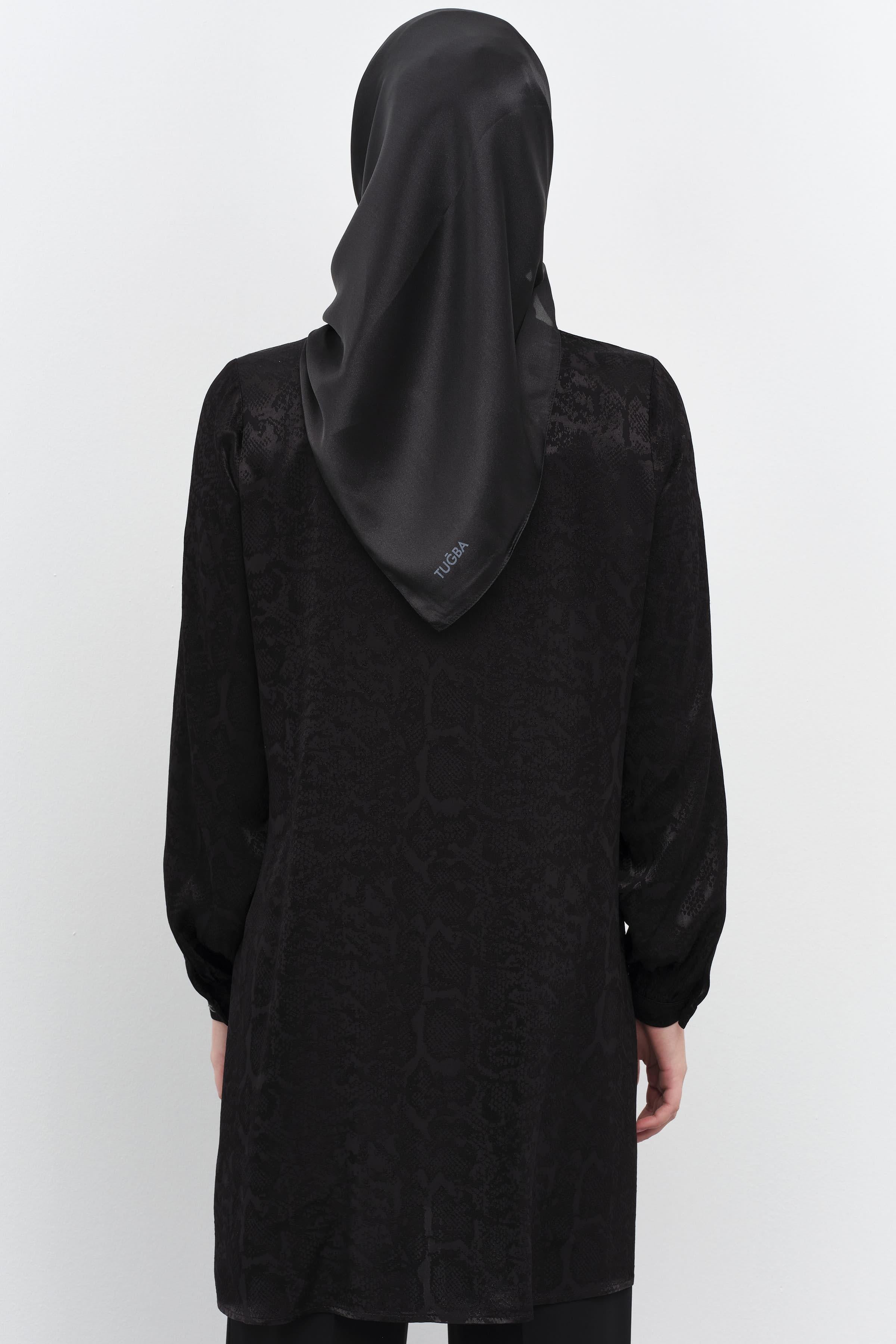 Taş Yapıştırmalı Jakar Tunik - Siyah TUGBA