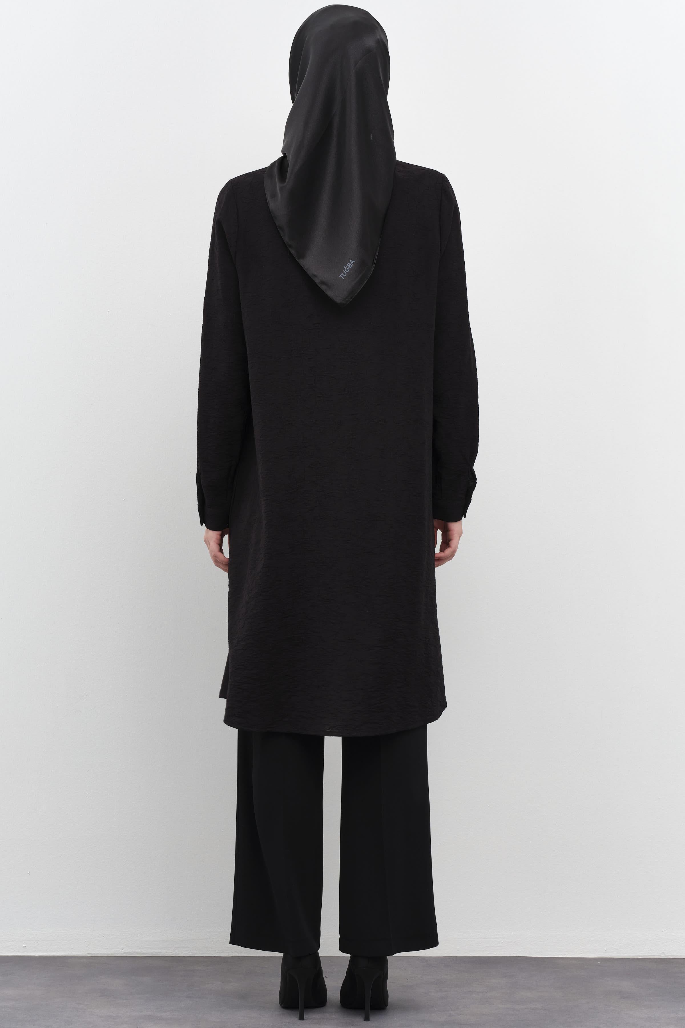 Taşlı Cep Detaylı Tunik - Siyah TUGBA