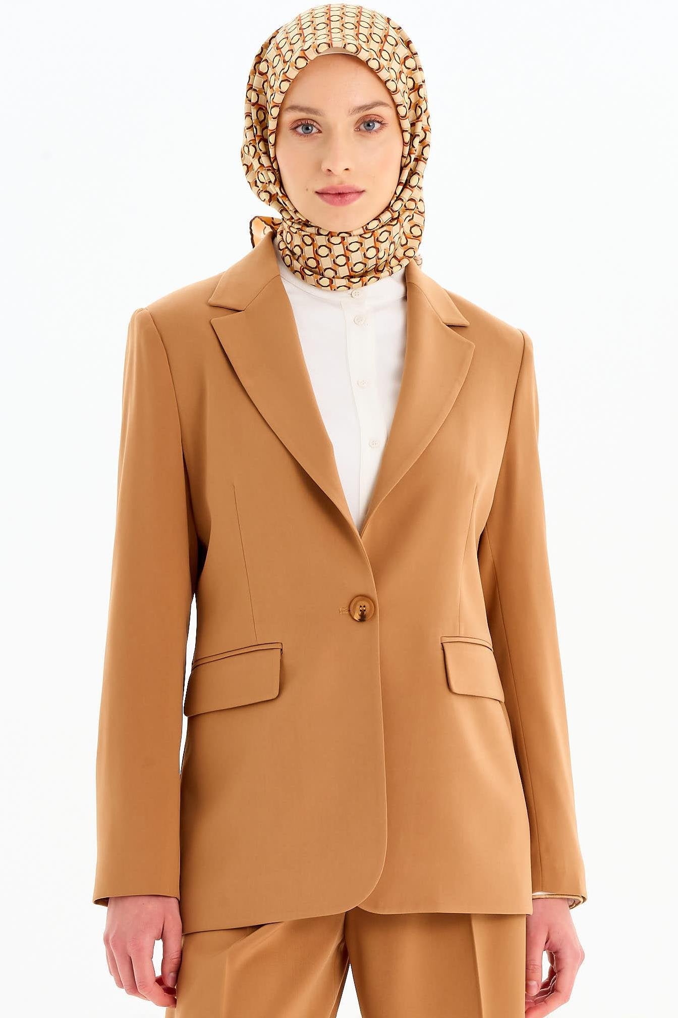 Tek Düğmeli Blazer Ceket - Camel TUGBA