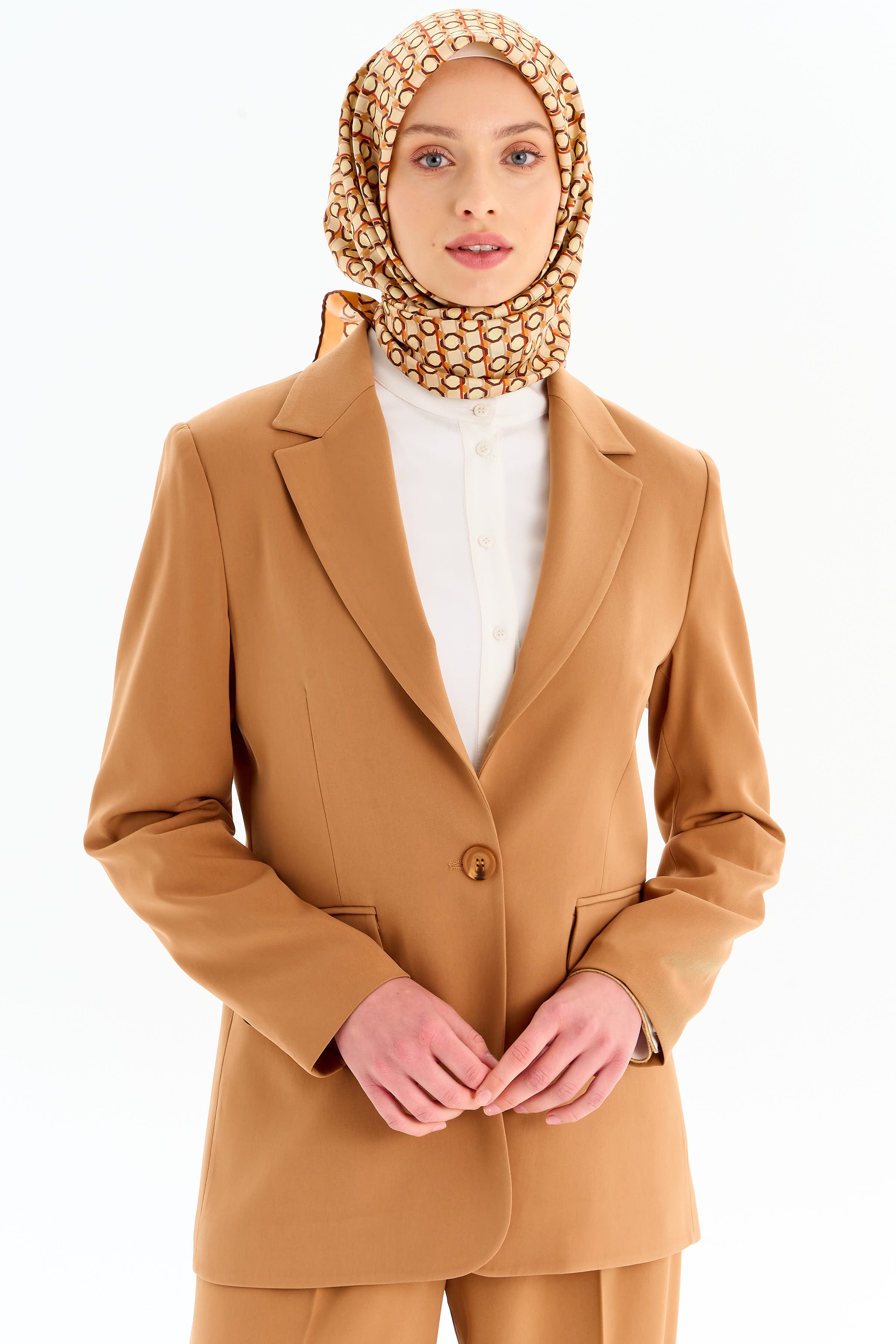 Tek Düğmeli Blazer Ceket - Camel TUGBA