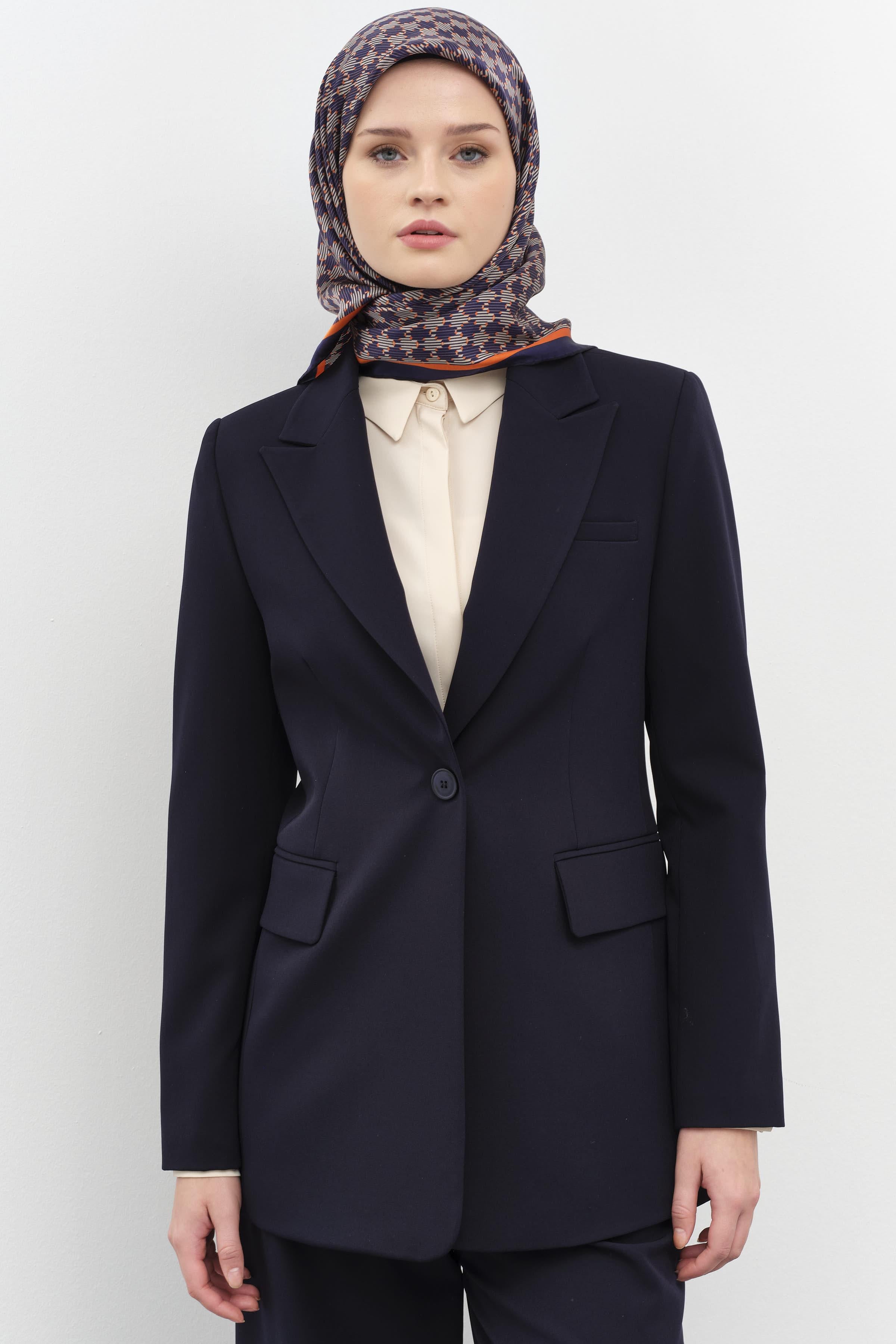 Tek Düğmeli Ceket Pantolon Takım - Lacivert TUGBA