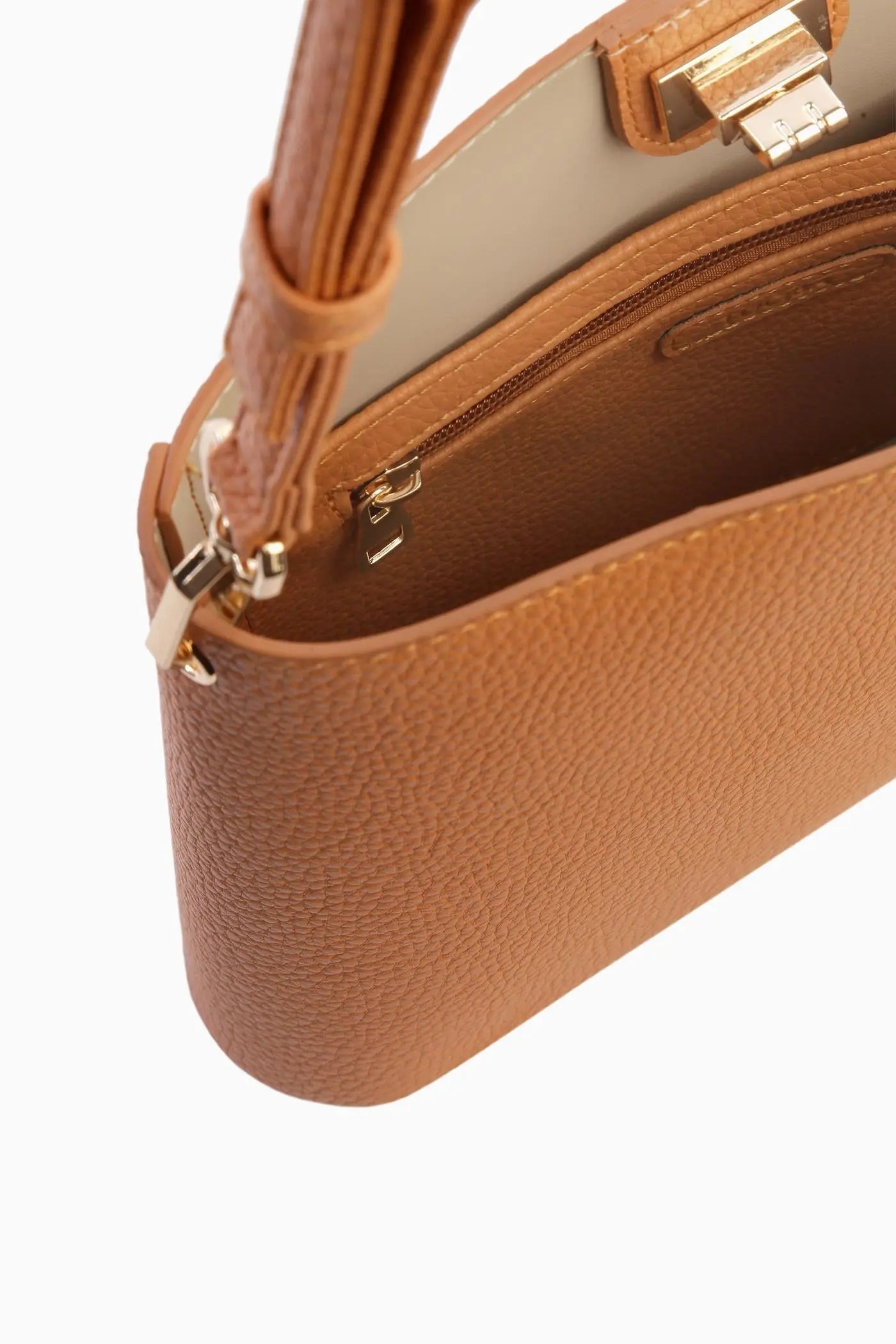 Tek Kulplu Kilit Çanta - Açık Kahve TUGBA