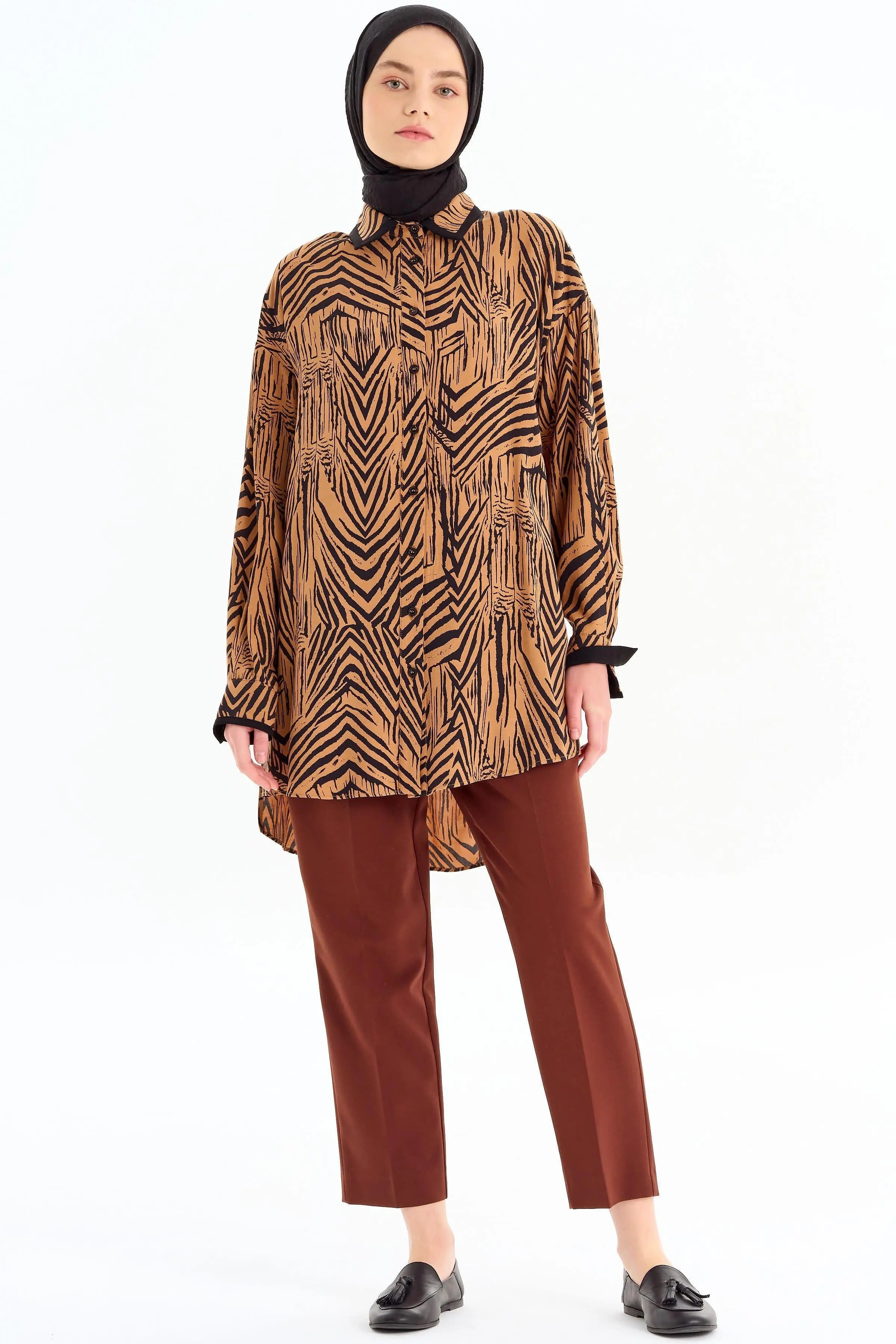 Tek Pile Basic Pantolon - Kahve TUGBA