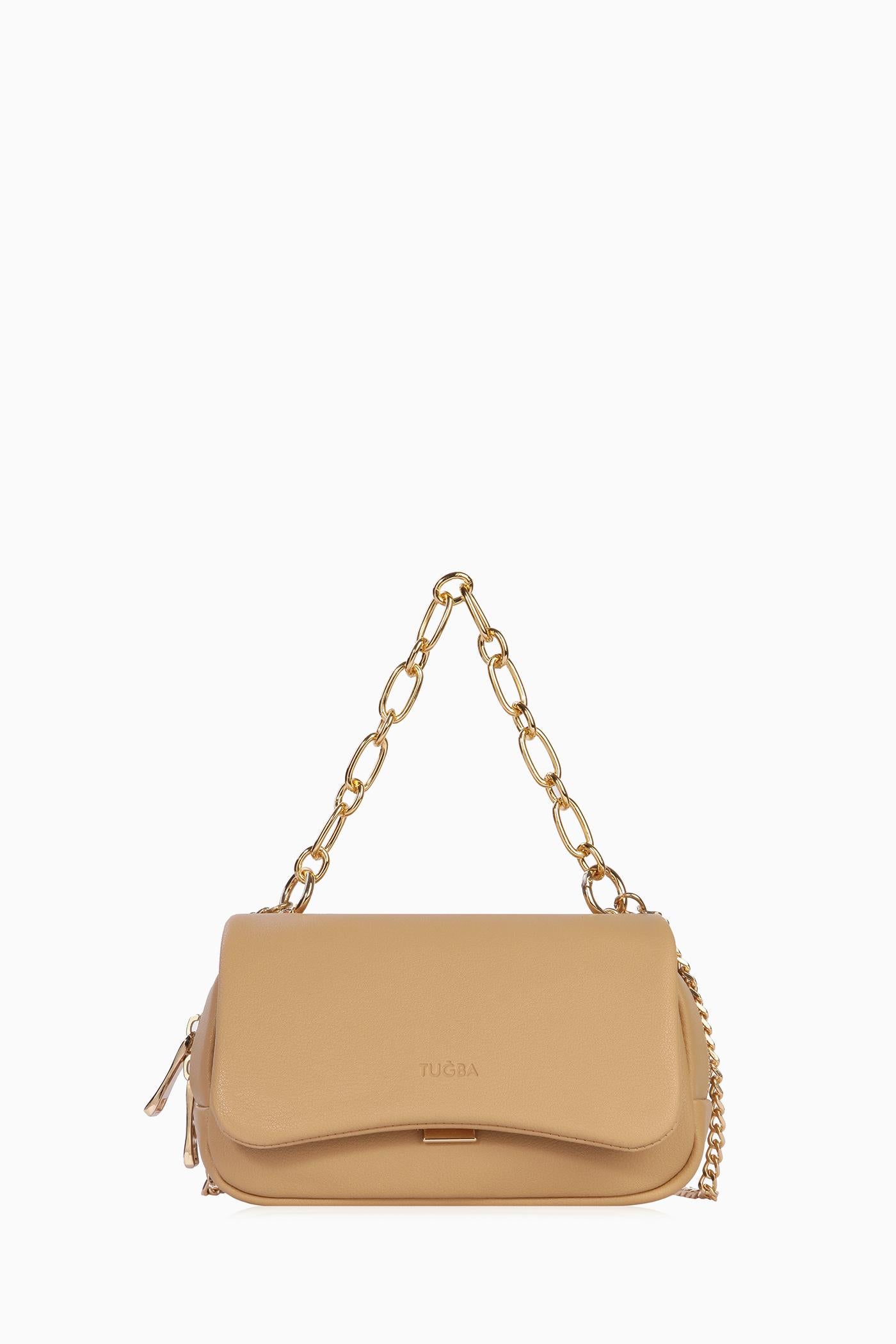 Zincir Kulplu Flap Çanta - Ten TUGBA