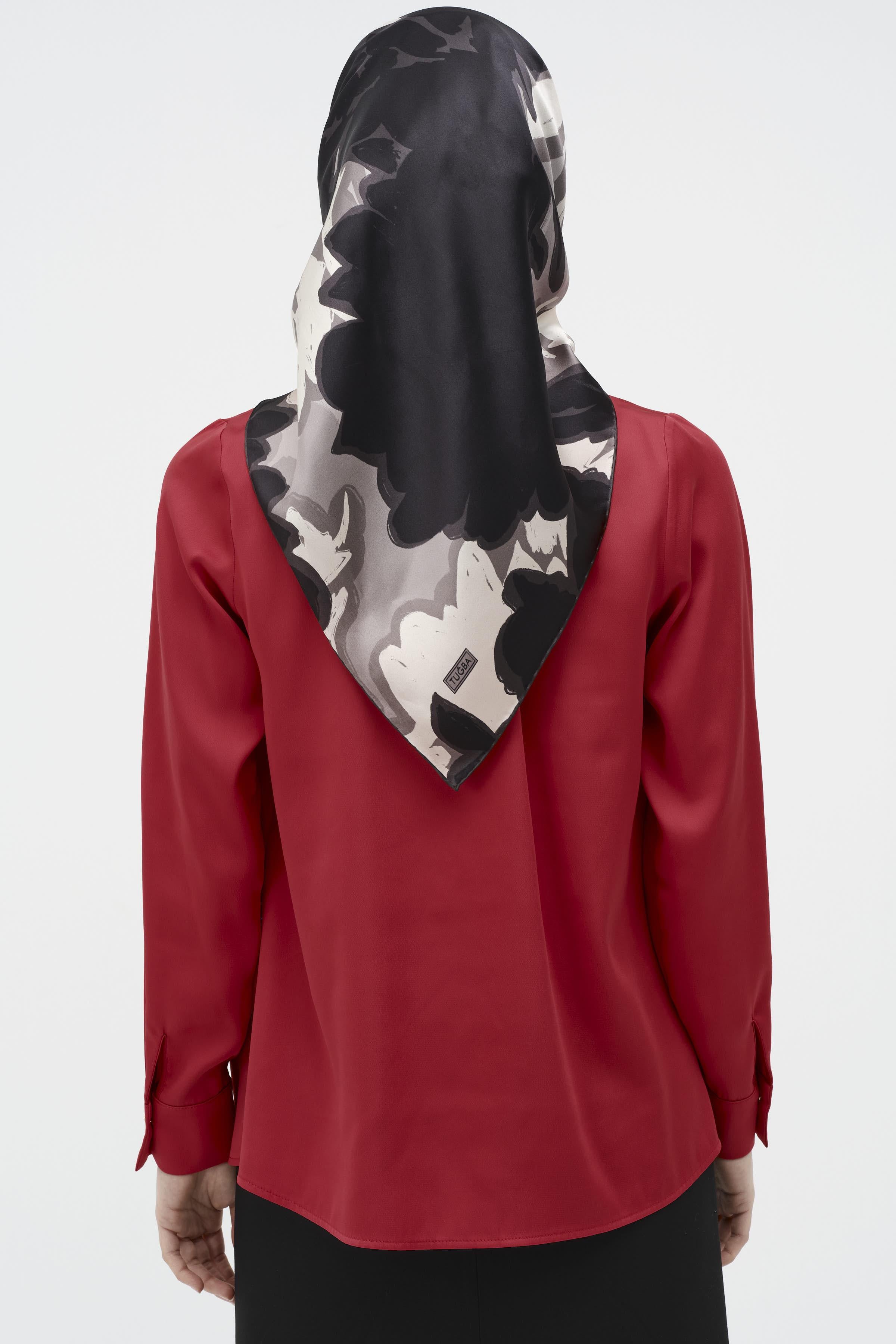 Ters Gizli Patlı Pileli Gömlek - Kırmızı TUGBA