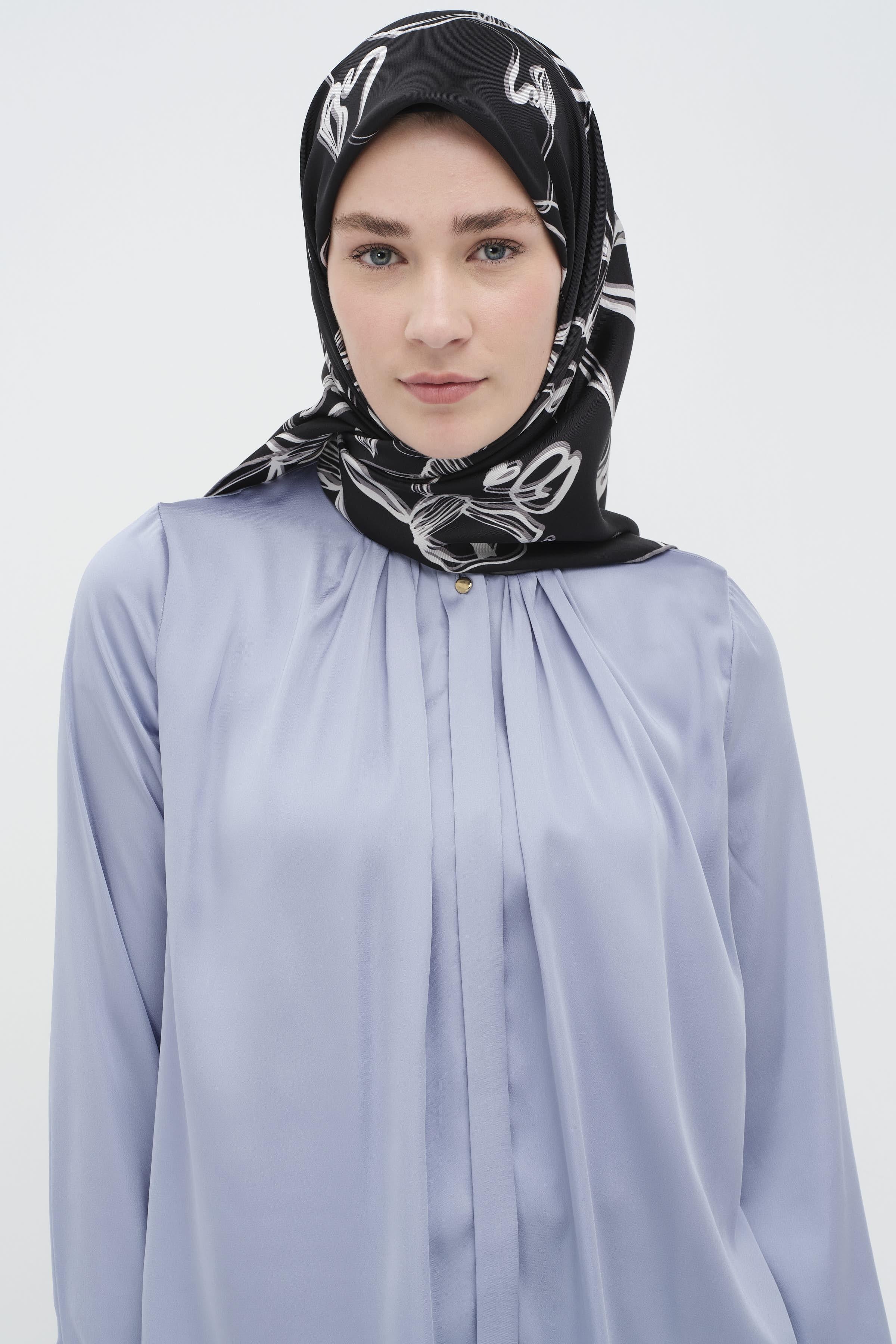 Ters Gizli Patlı Pileli Gömlek - Mavi TUGBA