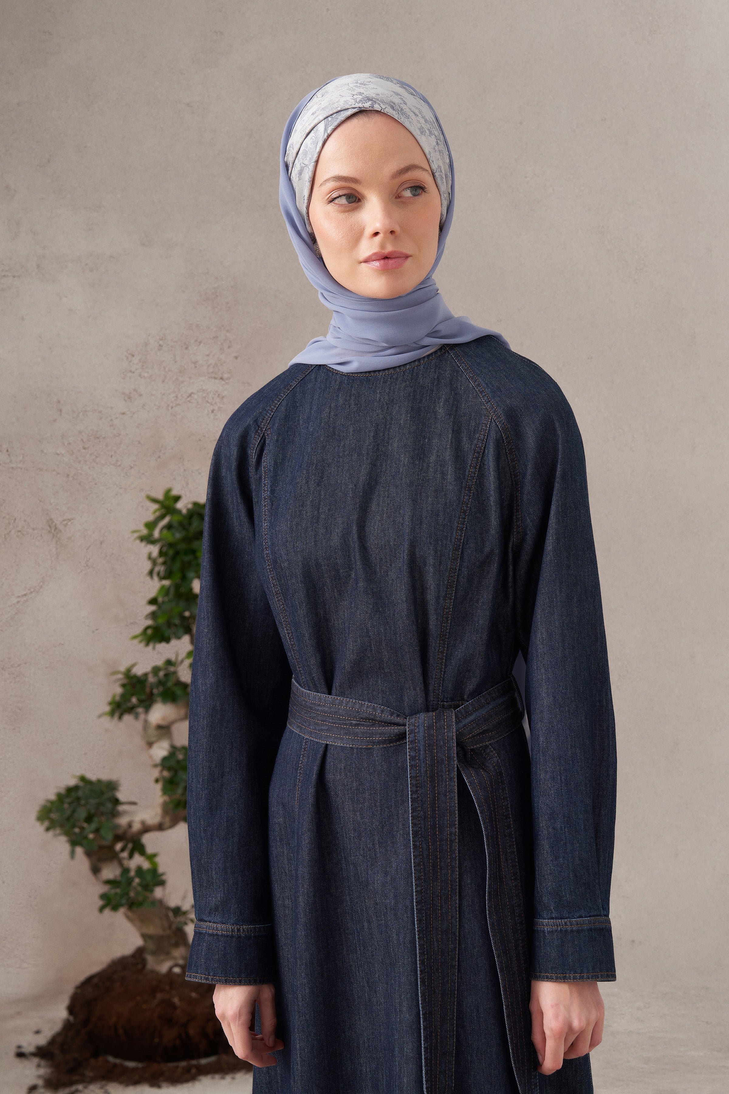 Denim Elbise - Lacivert TUGBA