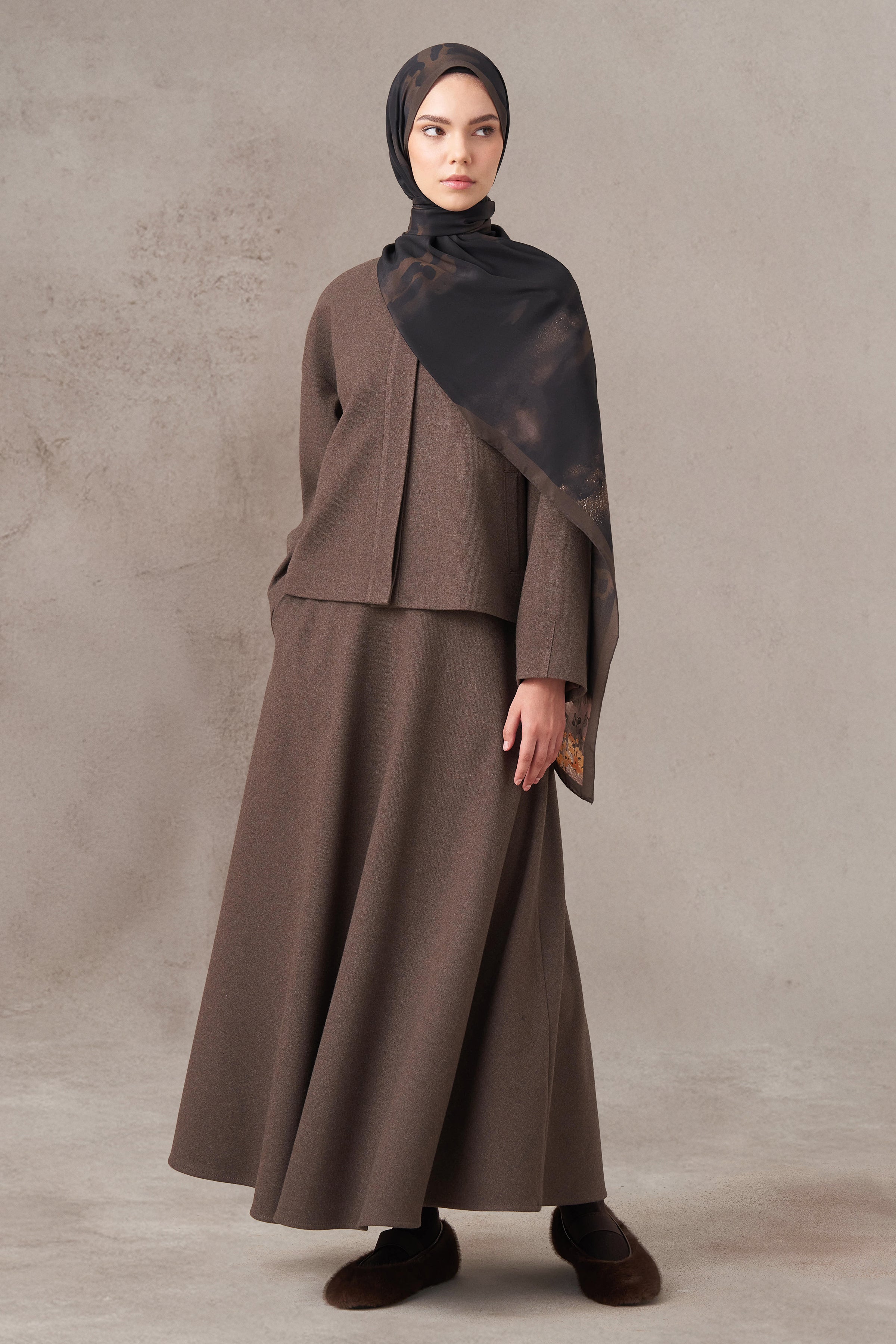 Düğme Detaylı Takım - Kahve TUGBA