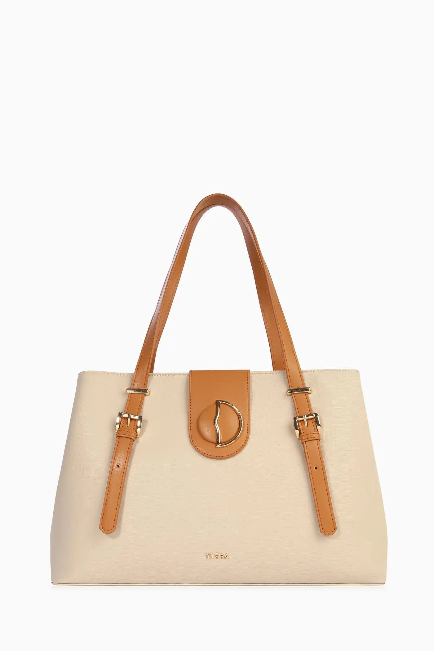 Tokalı Tote Çanta - Bej TUGBA