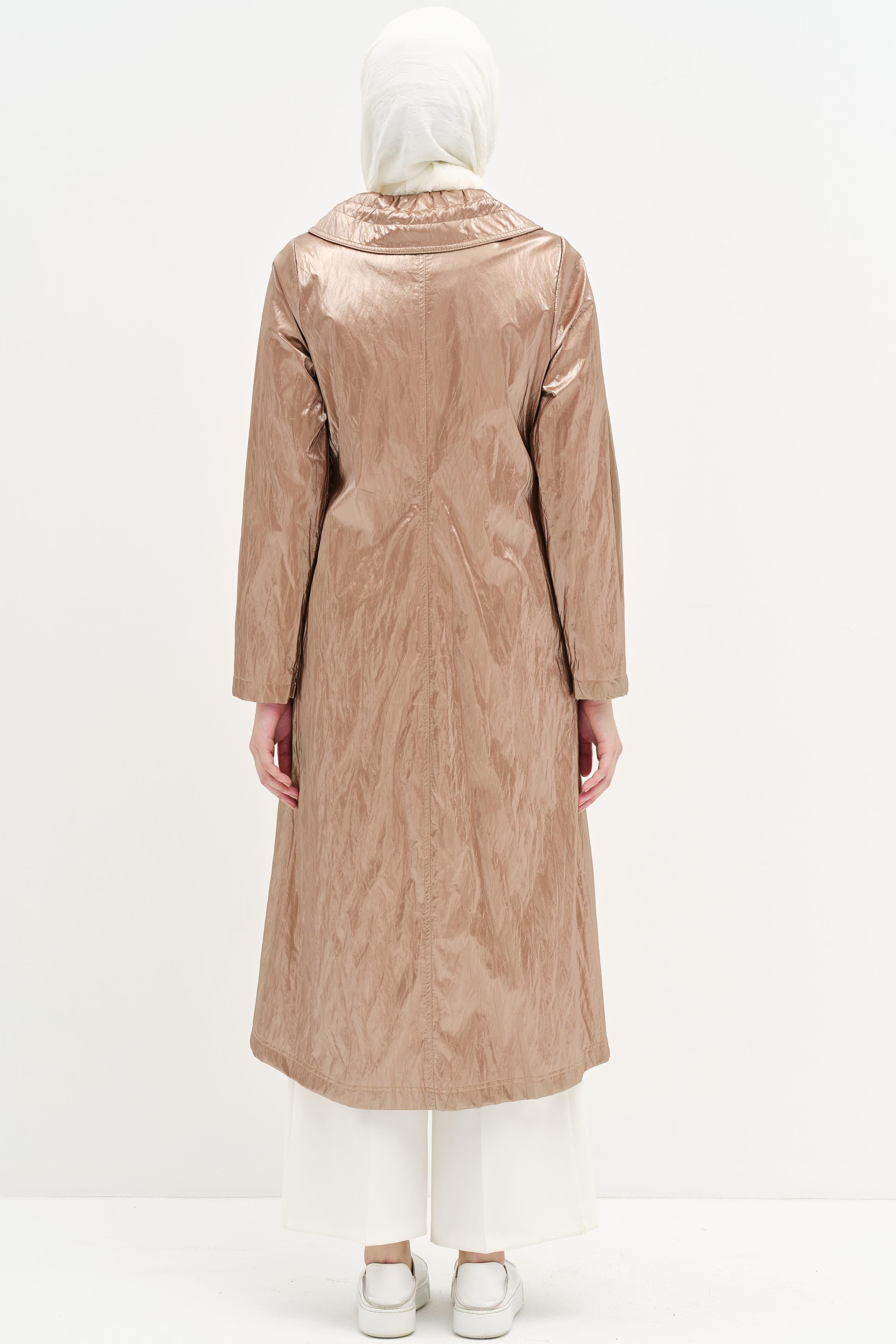 Torba Cepli Bel Lastikli Yağmurluk - Bronz TUGBA