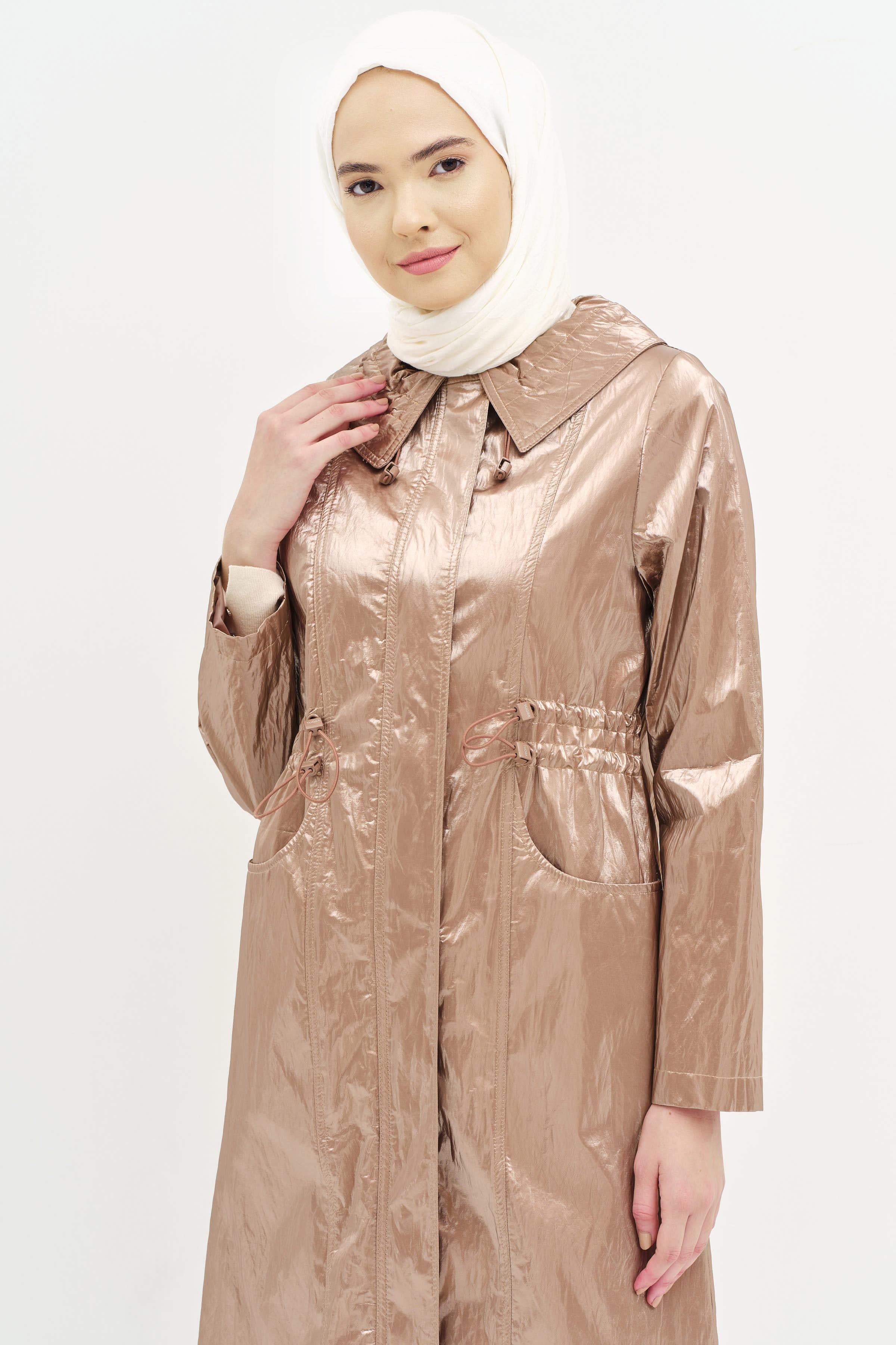 Torba Cepli Bel Lastikli Yağmurluk - Bronz TUGBA