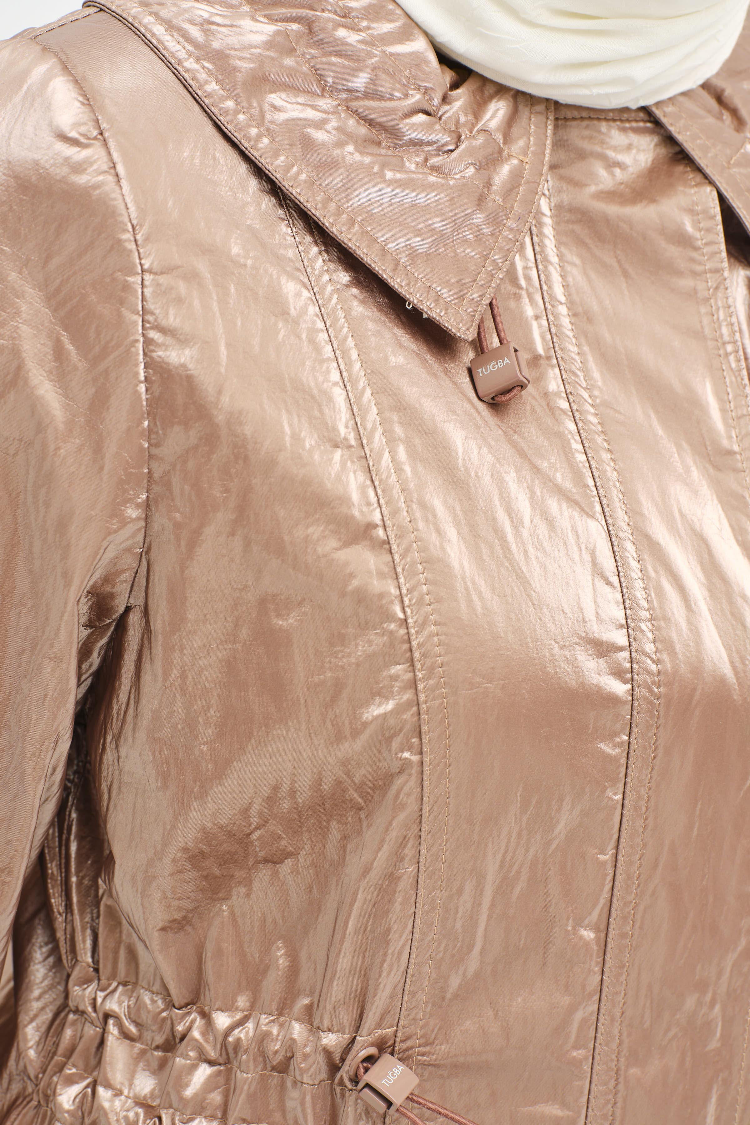 Torba Cepli Bel Lastikli Yağmurluk - Bronz TUGBA