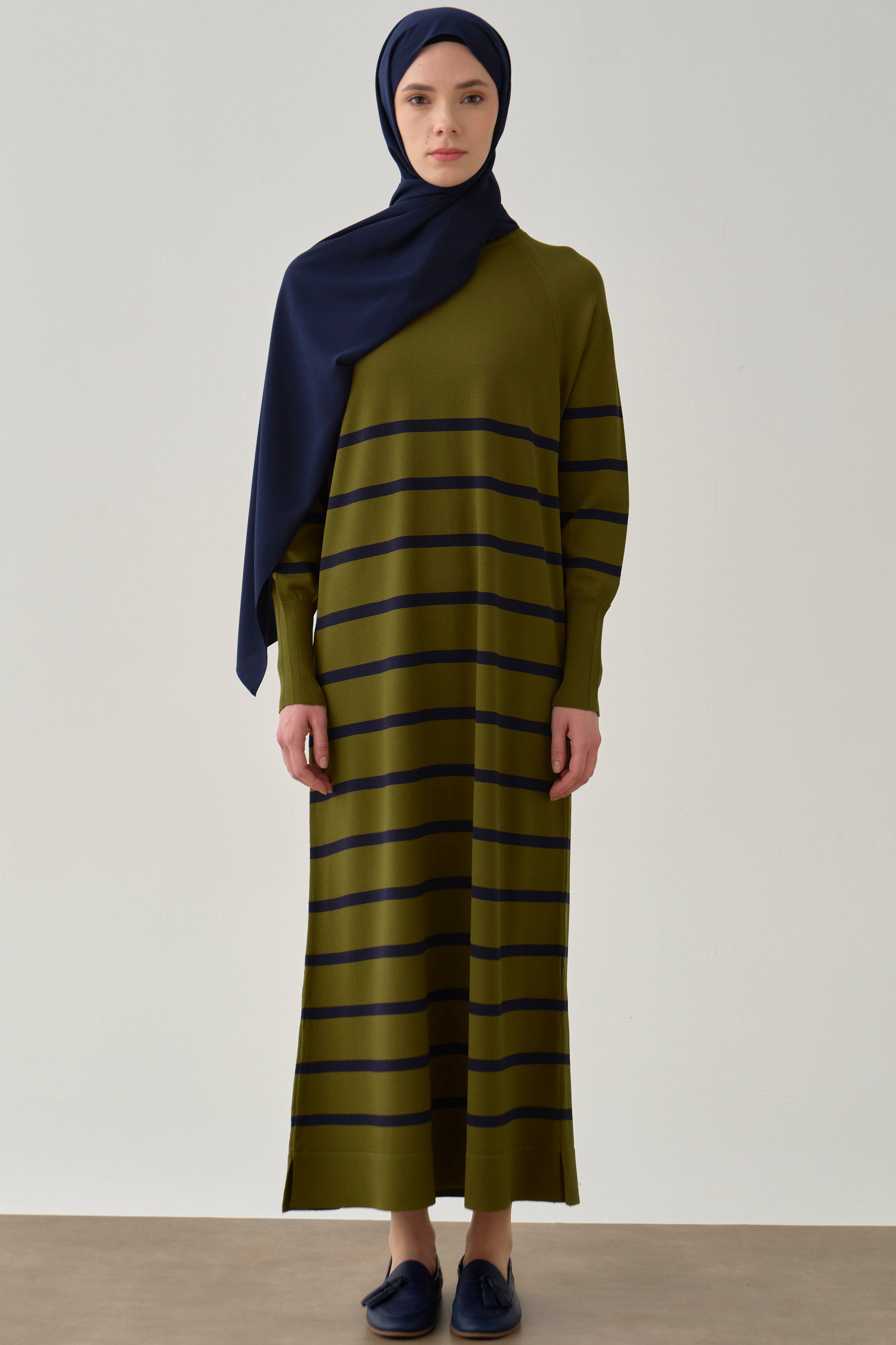 Triko Elbise - Olive TUGBA