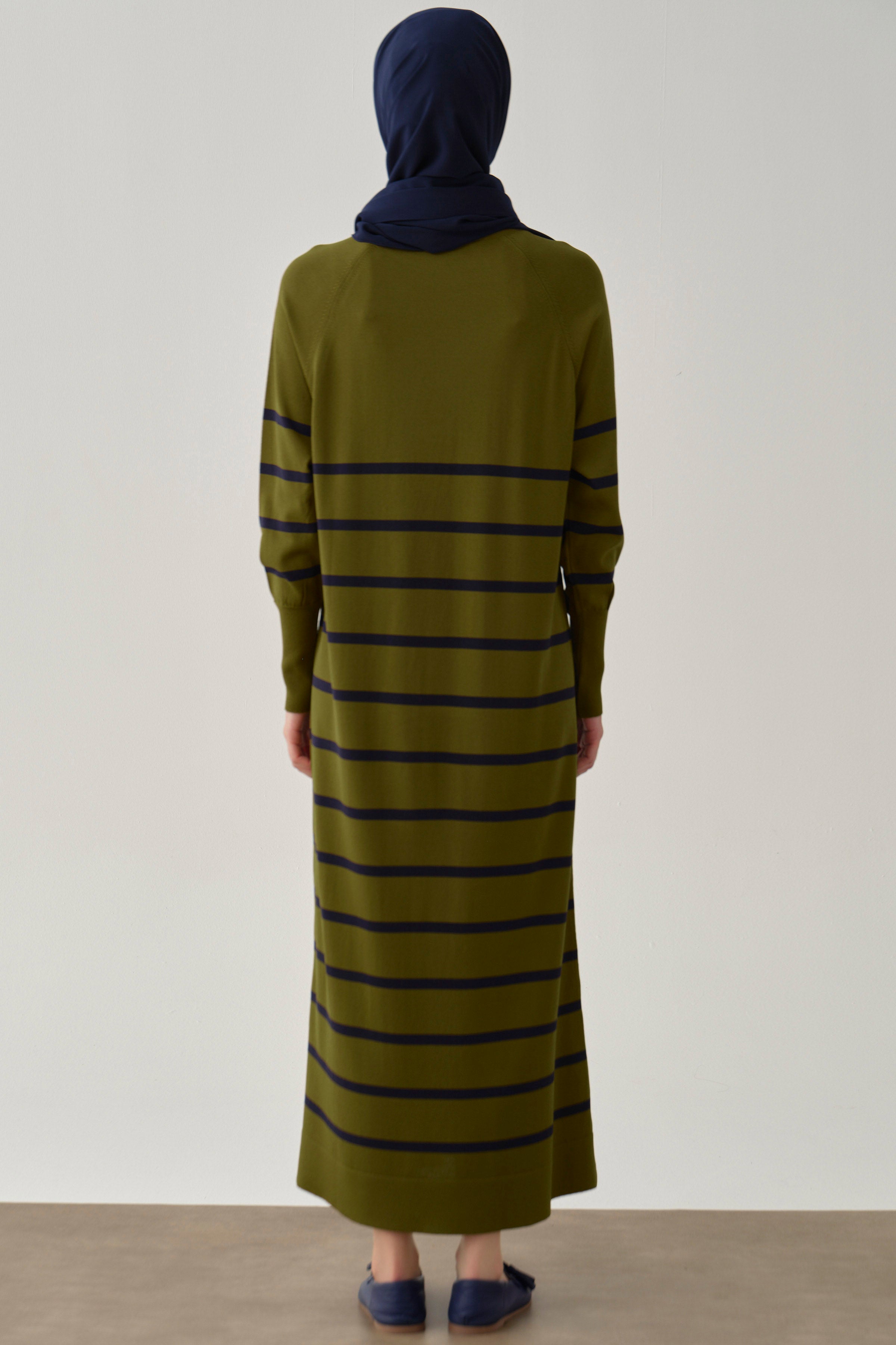 Triko Elbise - Olive TUGBA