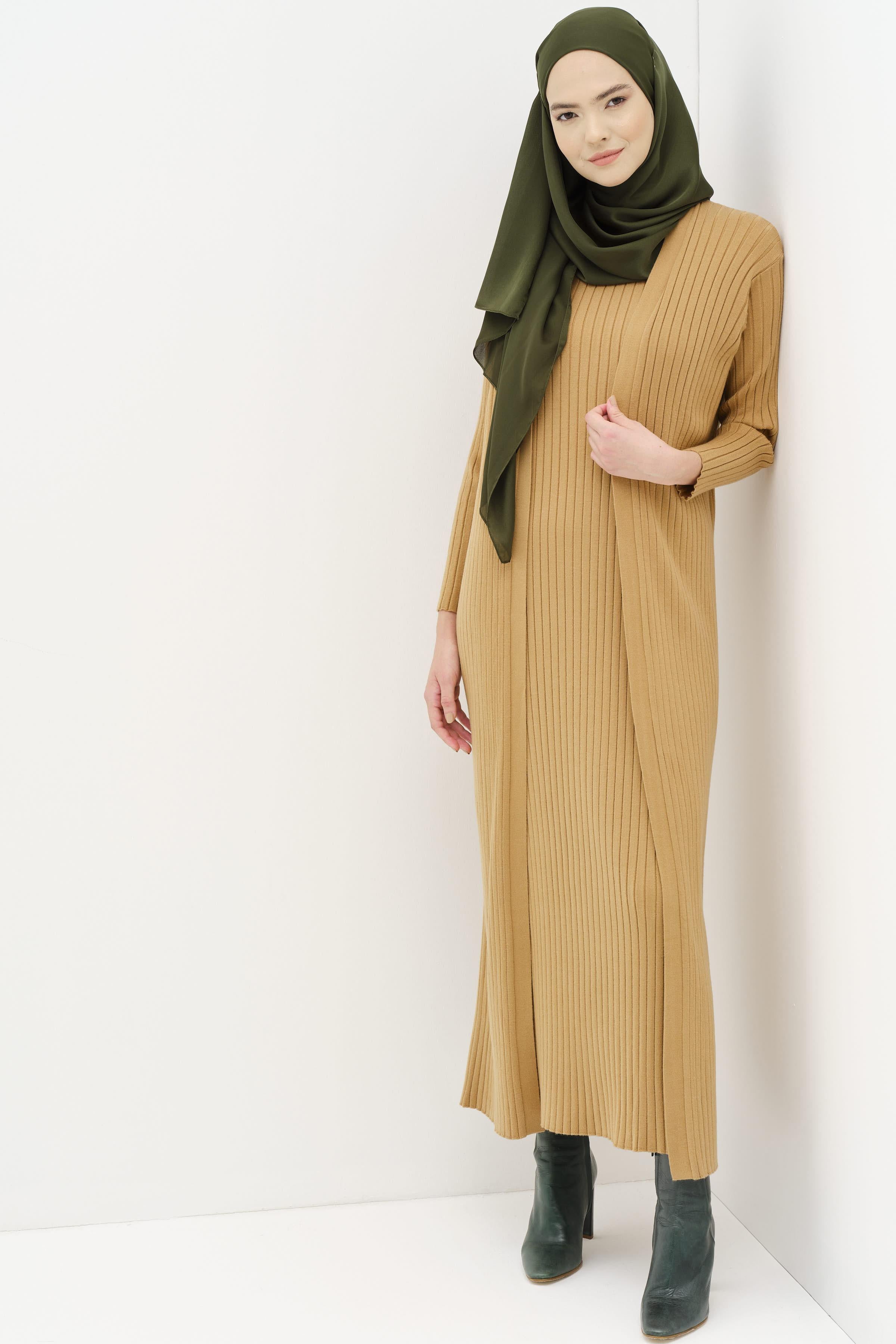 Triko Elbise Takım - Camel TUGBA