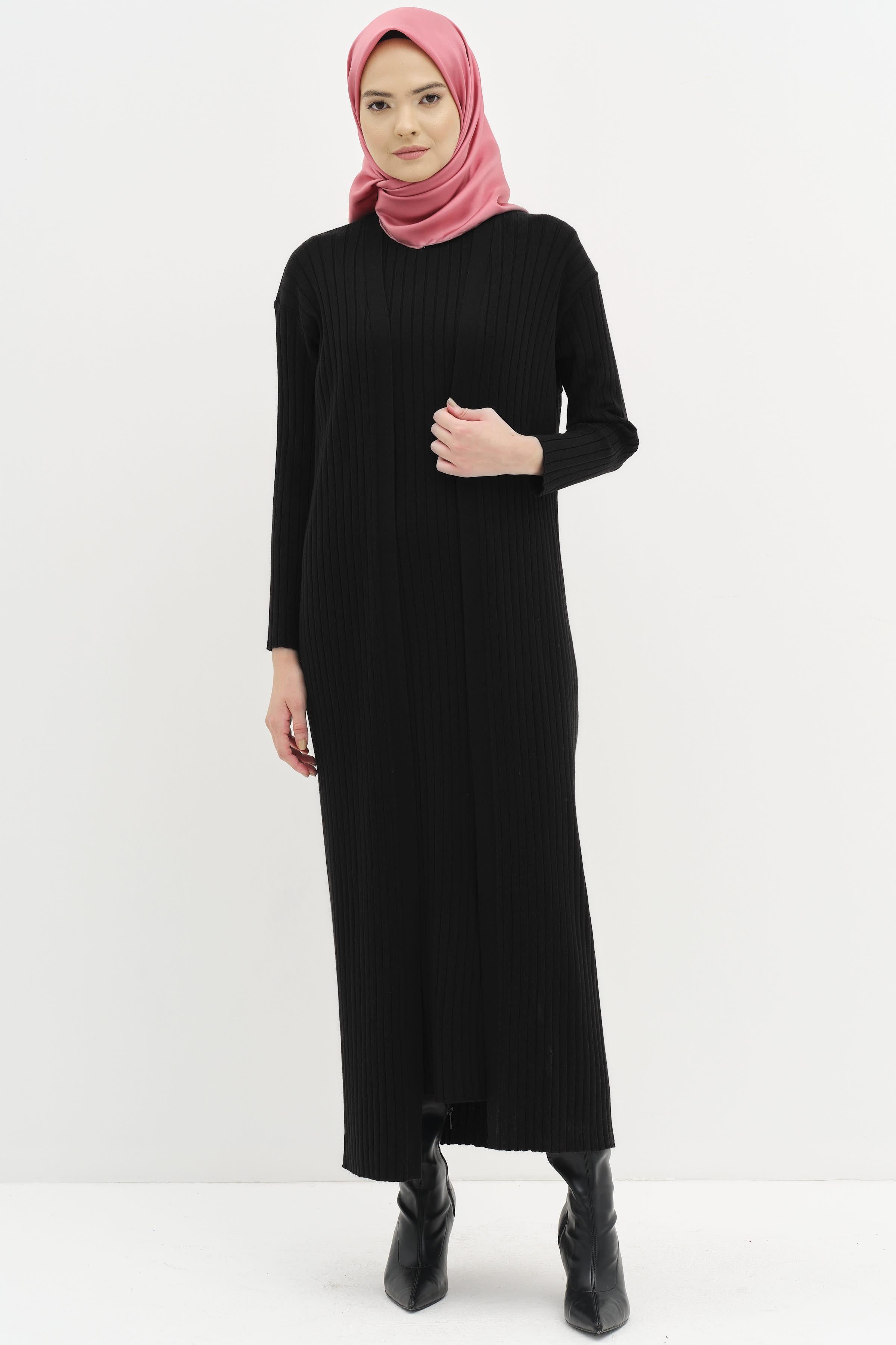 Triko Elbise Takım - Siyah TUGBA