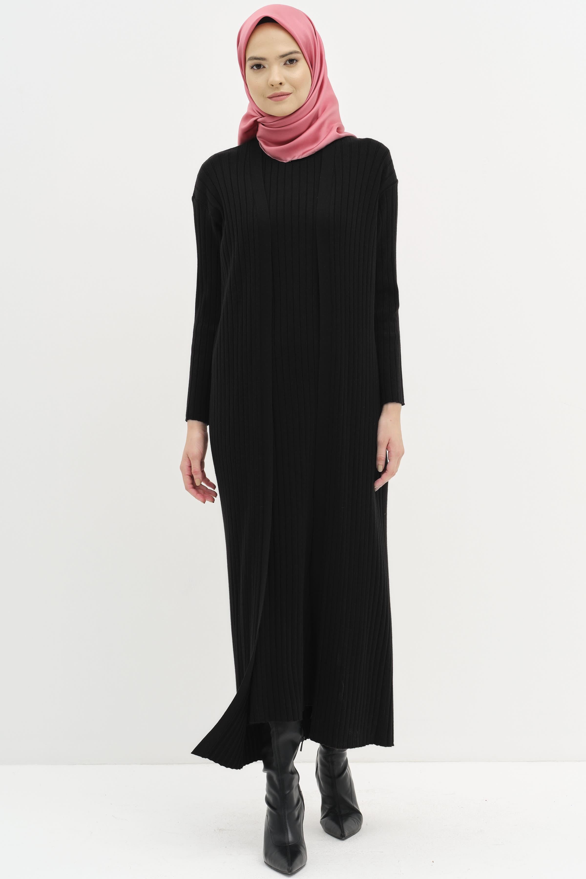 Triko Elbise Takım - Siyah TUGBA