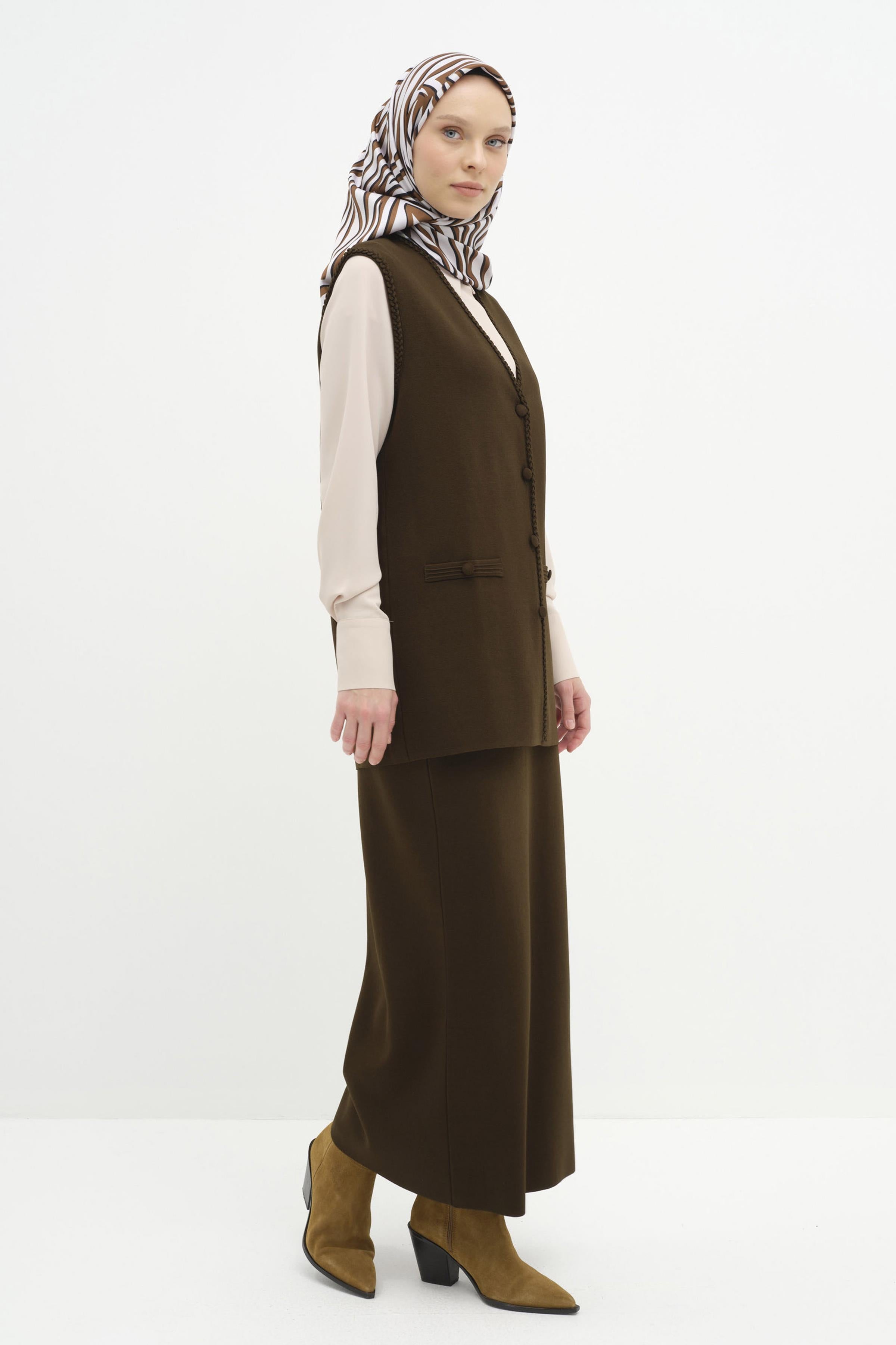 Triko Kalem Etek - Haki TUGBA