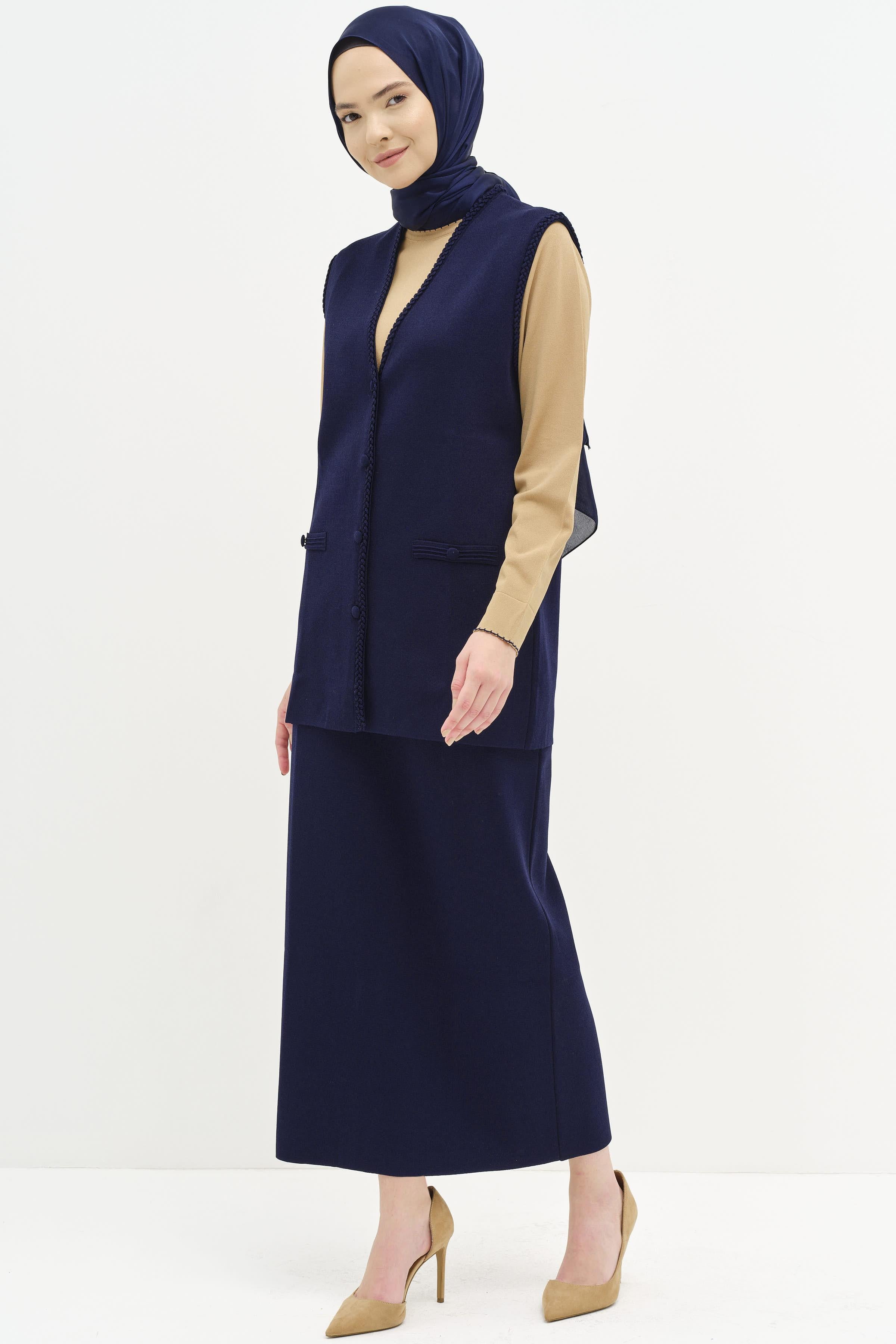 Triko Kalem Etek - Lacivert TUGBA