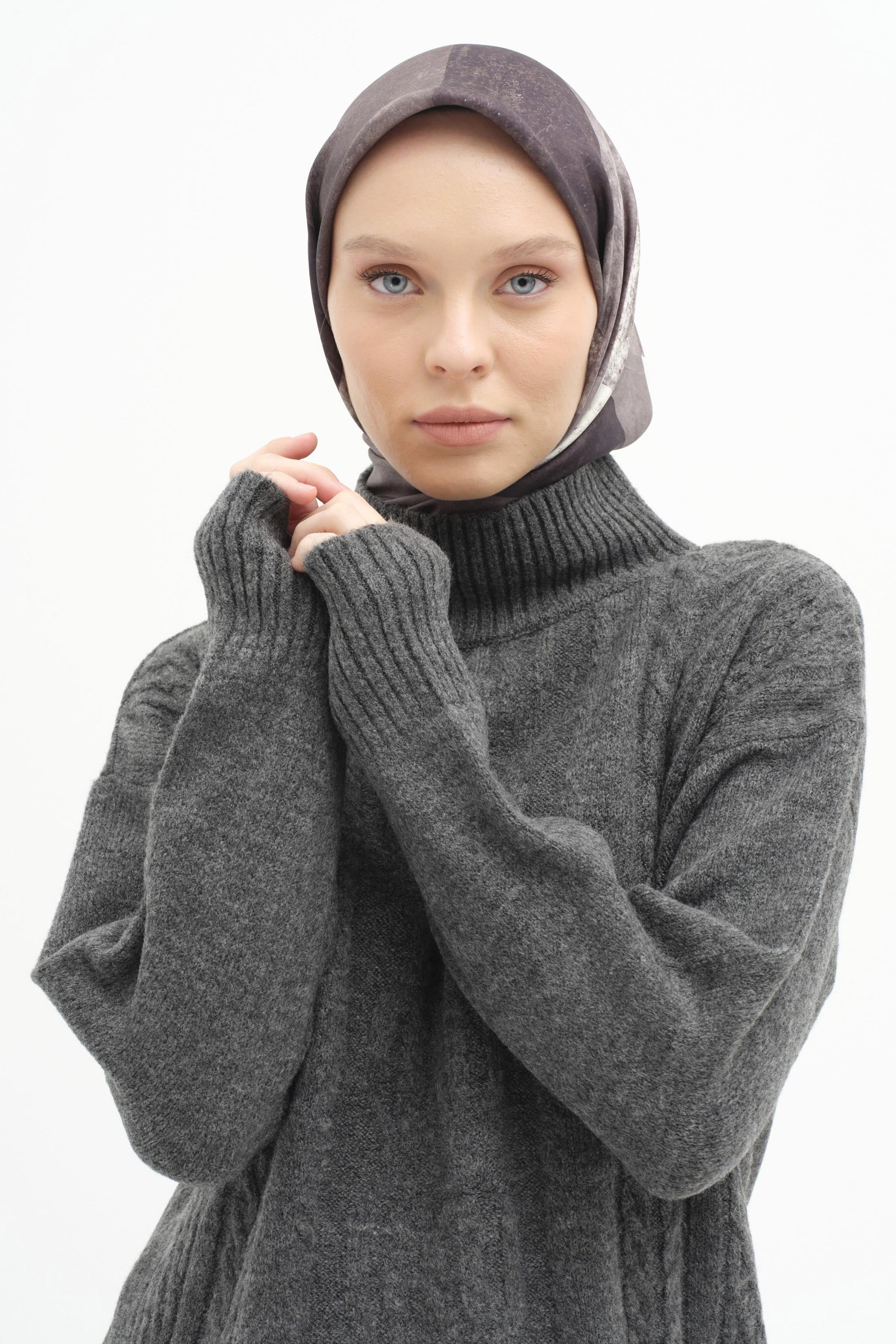 Örgü Desen Triko Tunik - Antrasit TUGBA