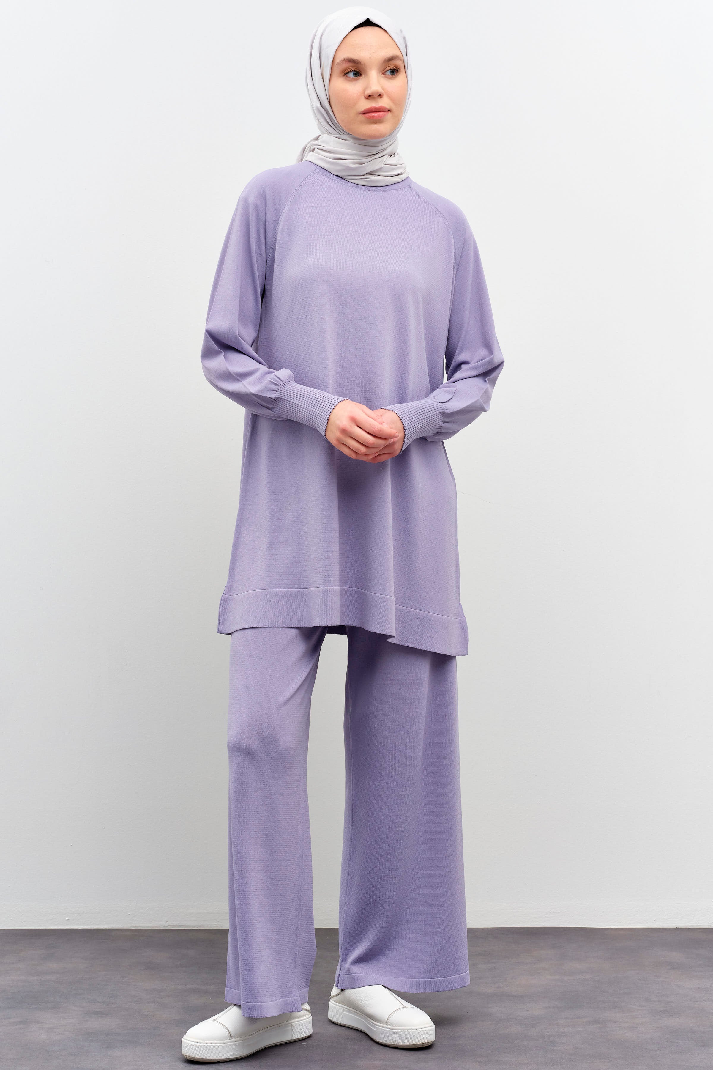 Tunik Pantolon Triko Takım - Lila TUGBA