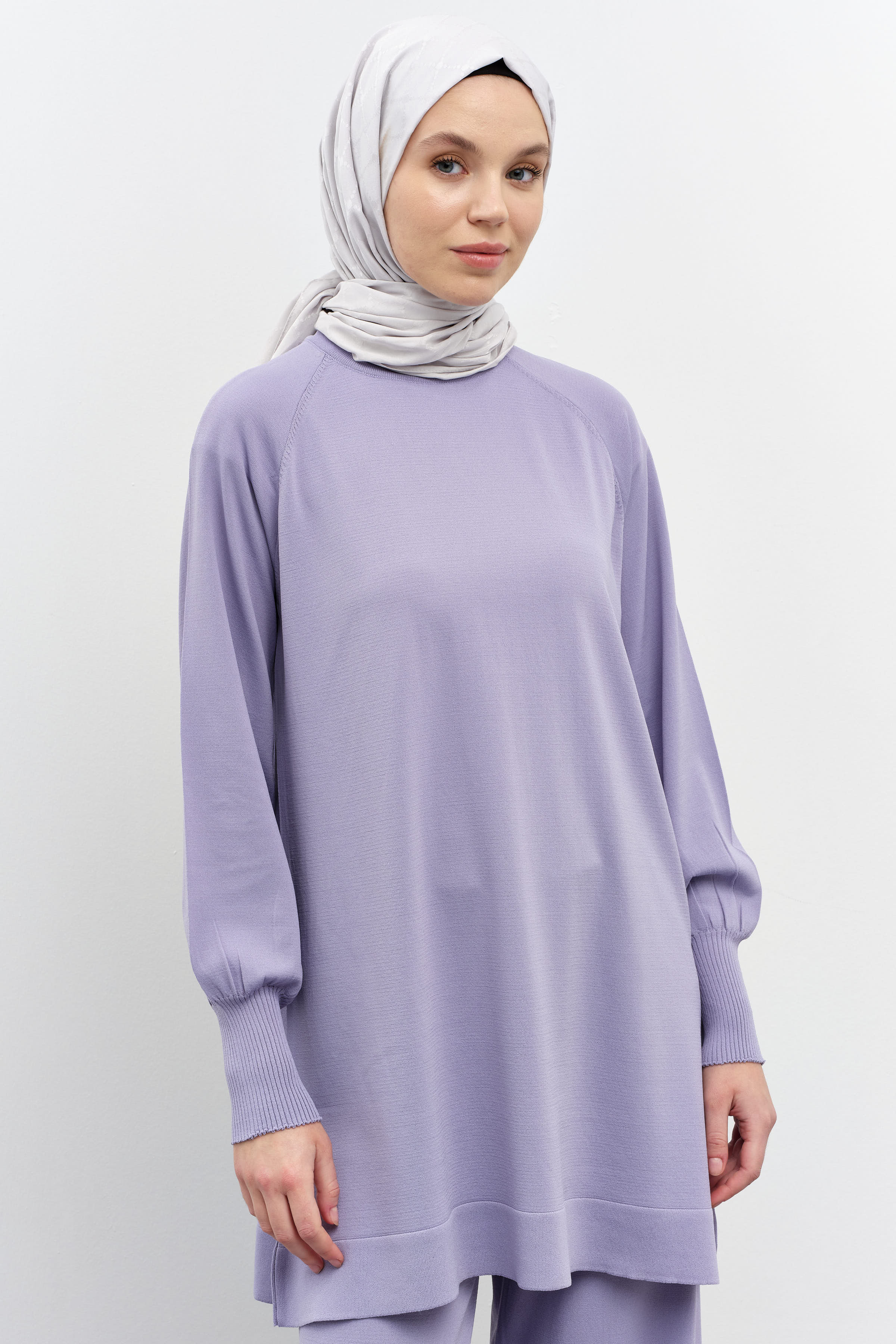 Tunik Pantolon Triko Takım - Lila TUGBA