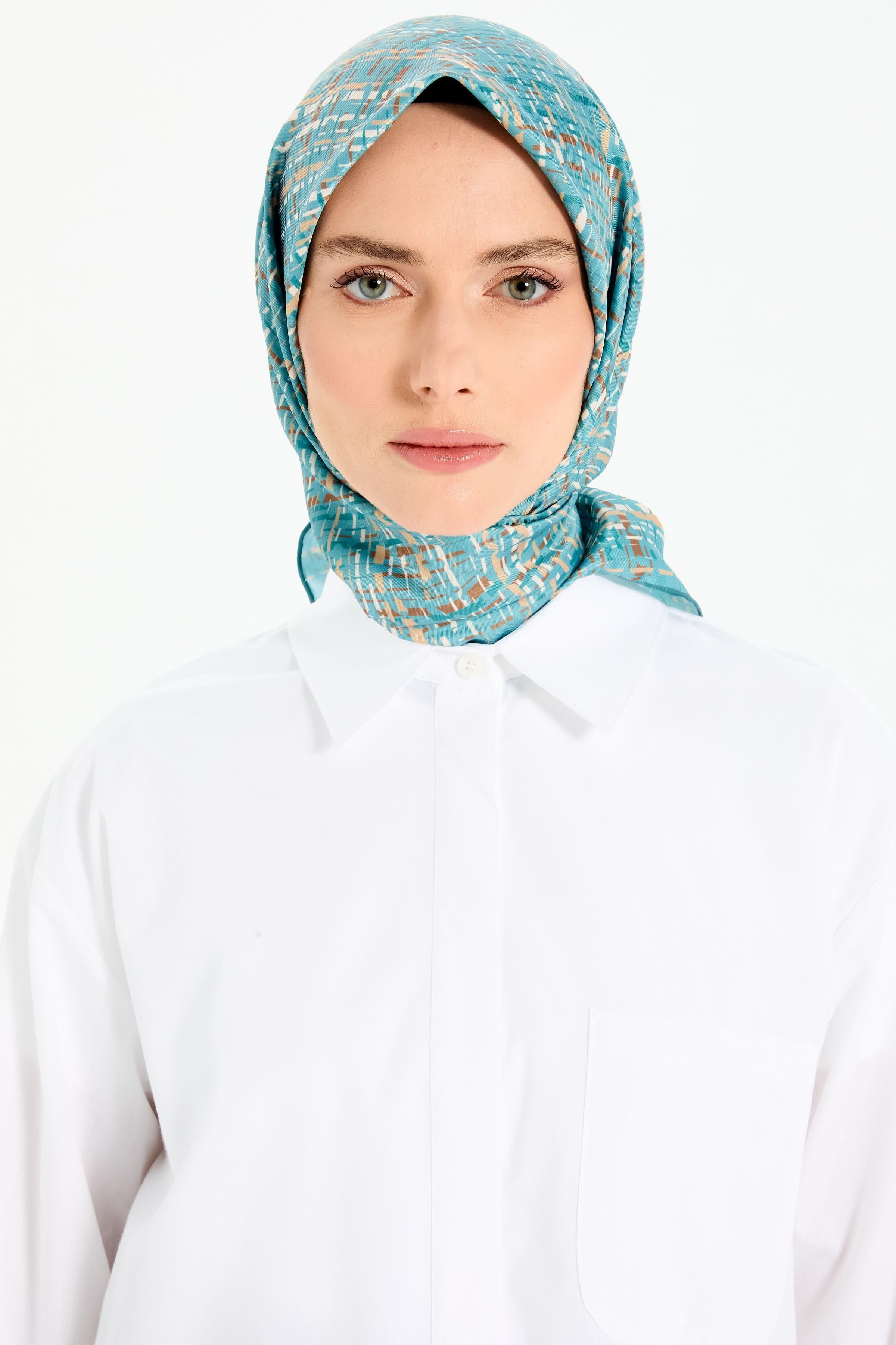 Tüvit Desenli Stil Eşarp - Petrol TUGBA