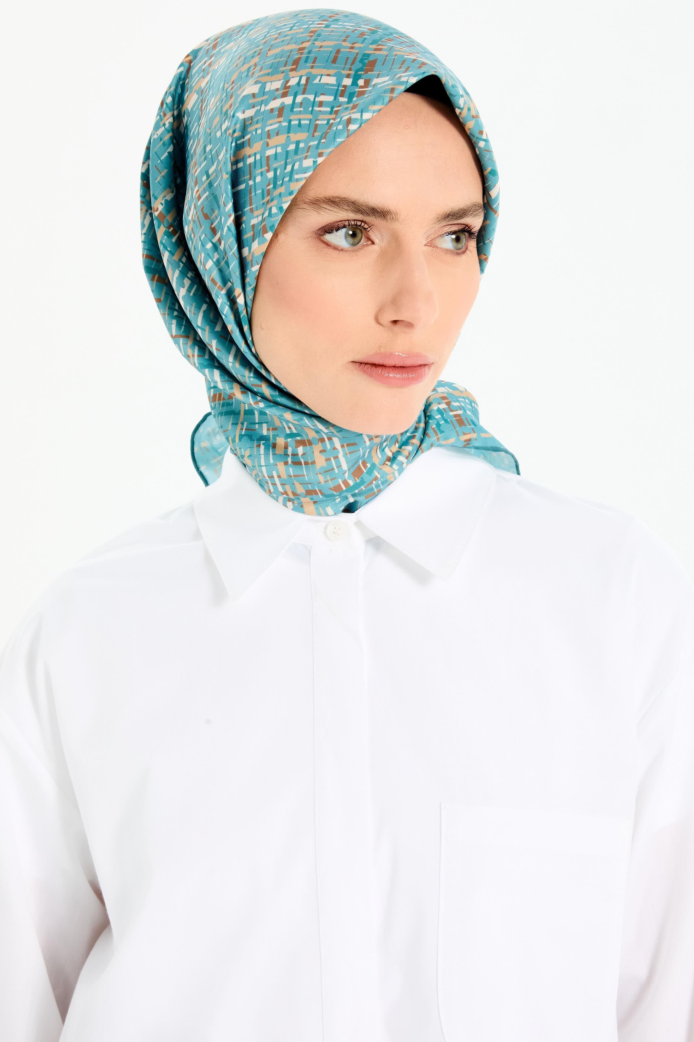 Tüvit Desenli Stil Eşarp - Petrol TUGBA