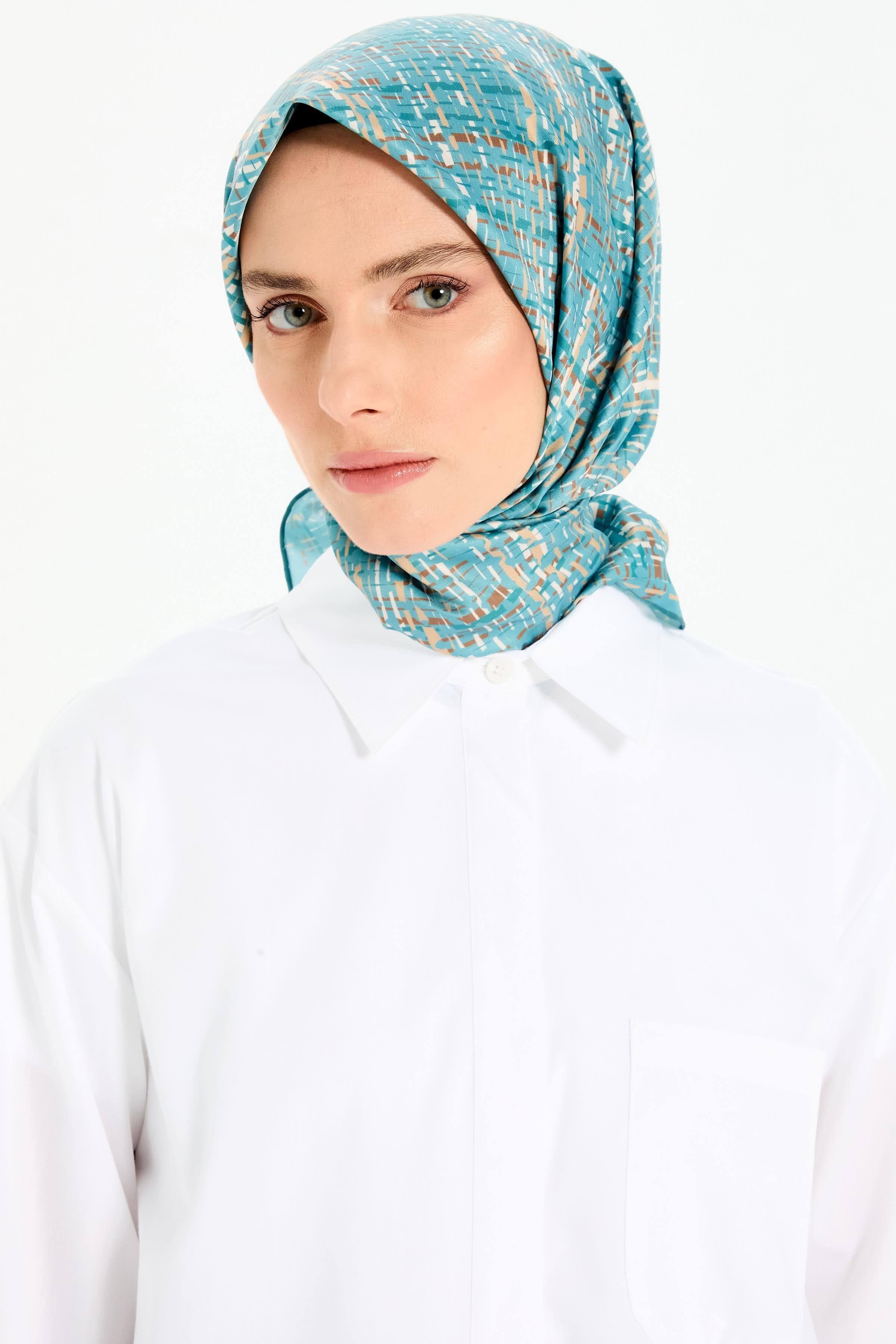 Tüvit Desenli Stil Eşarp - Petrol TUGBA