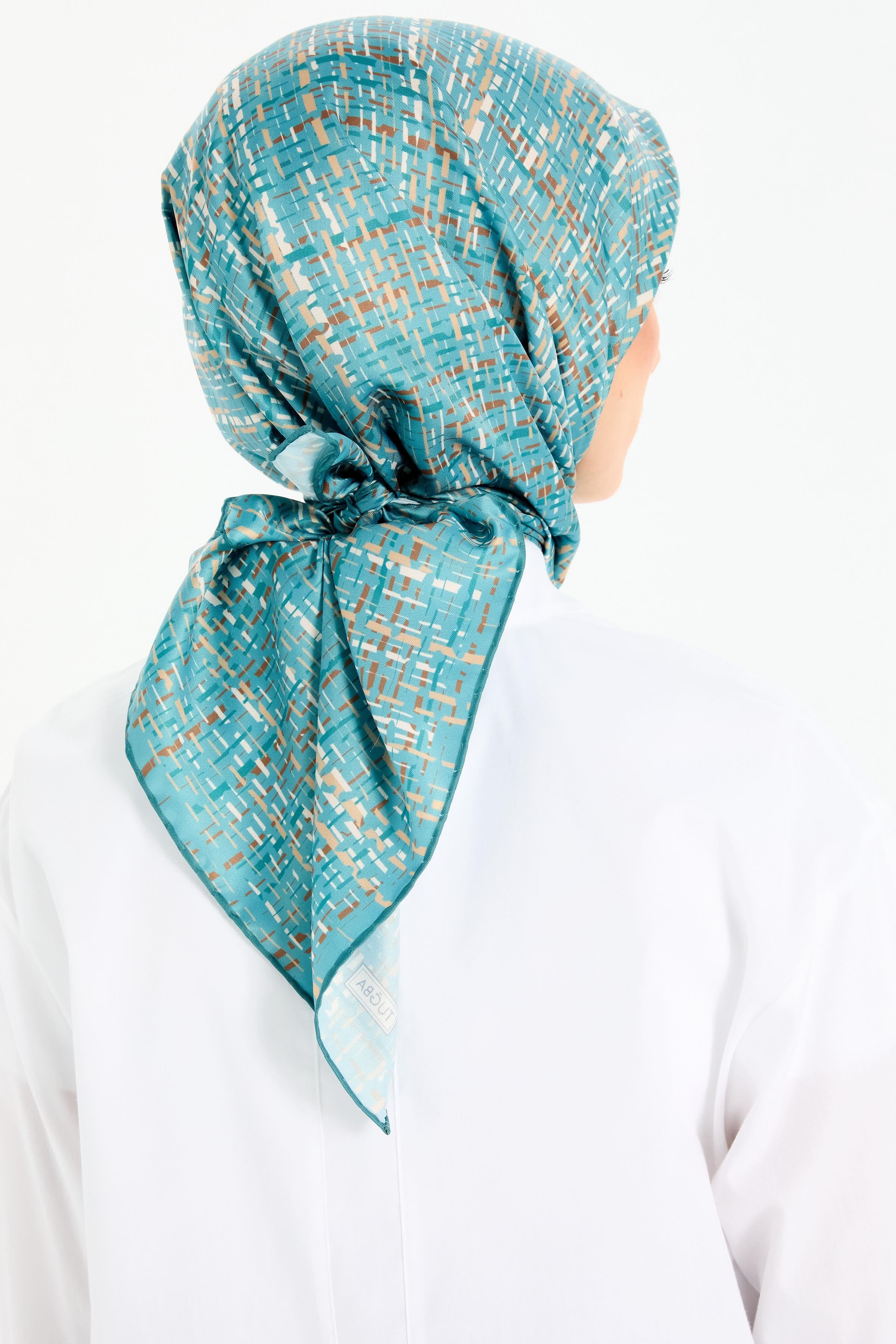 Tüvit Desenli Stil Eşarp - Petrol TUGBA