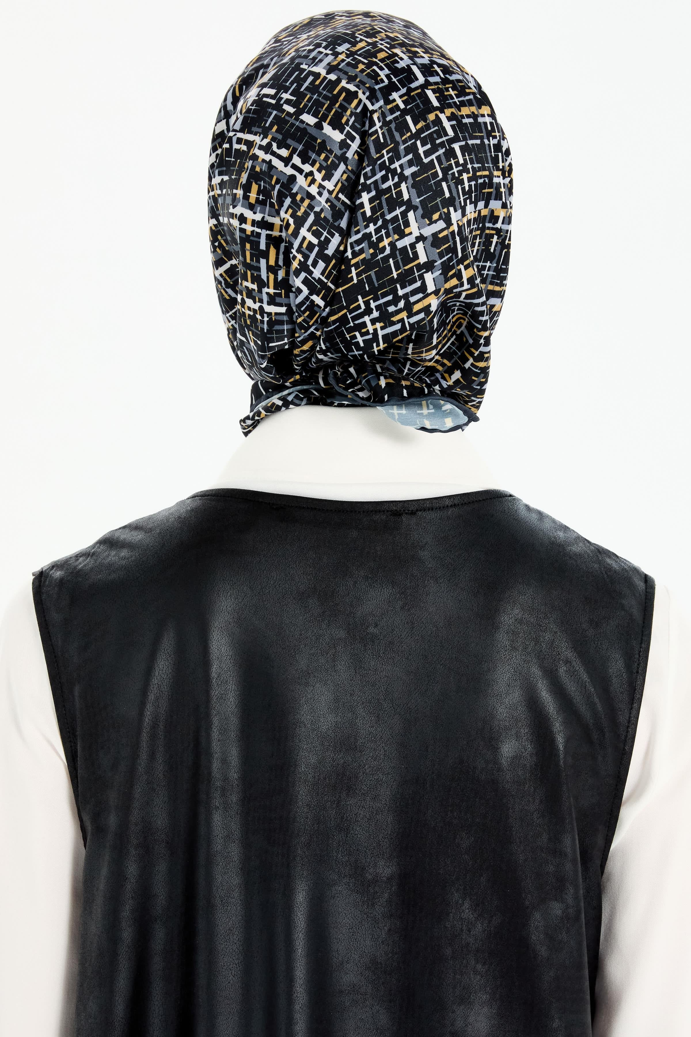 Tüvit Desenli Stil Eşarp - Siyah TUGBA