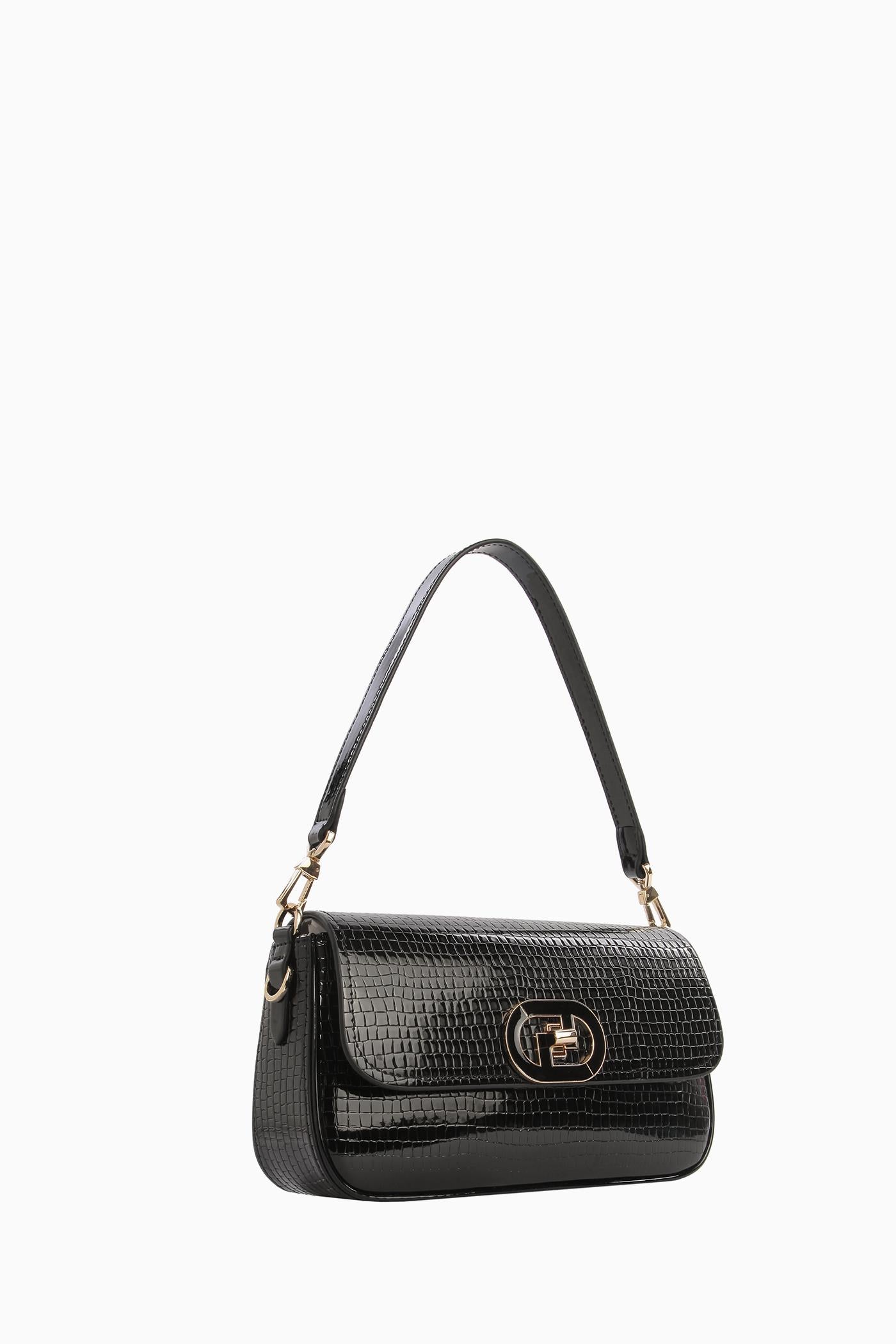 Üç Çeşit Kulplu Flap Çanta - Siyah TUGBA