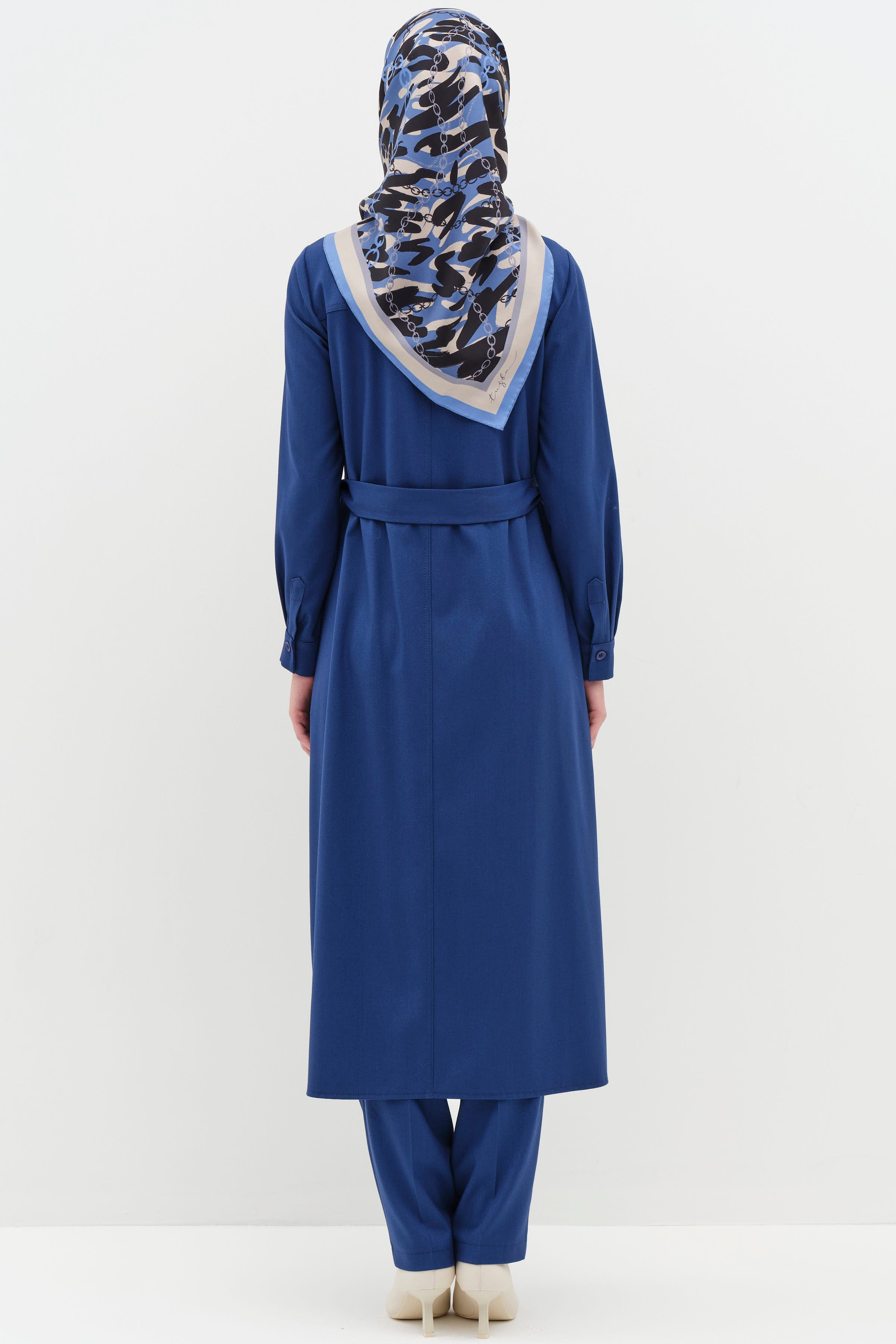Uzun Tunik Pantolon Takım - İndigo TUGBA