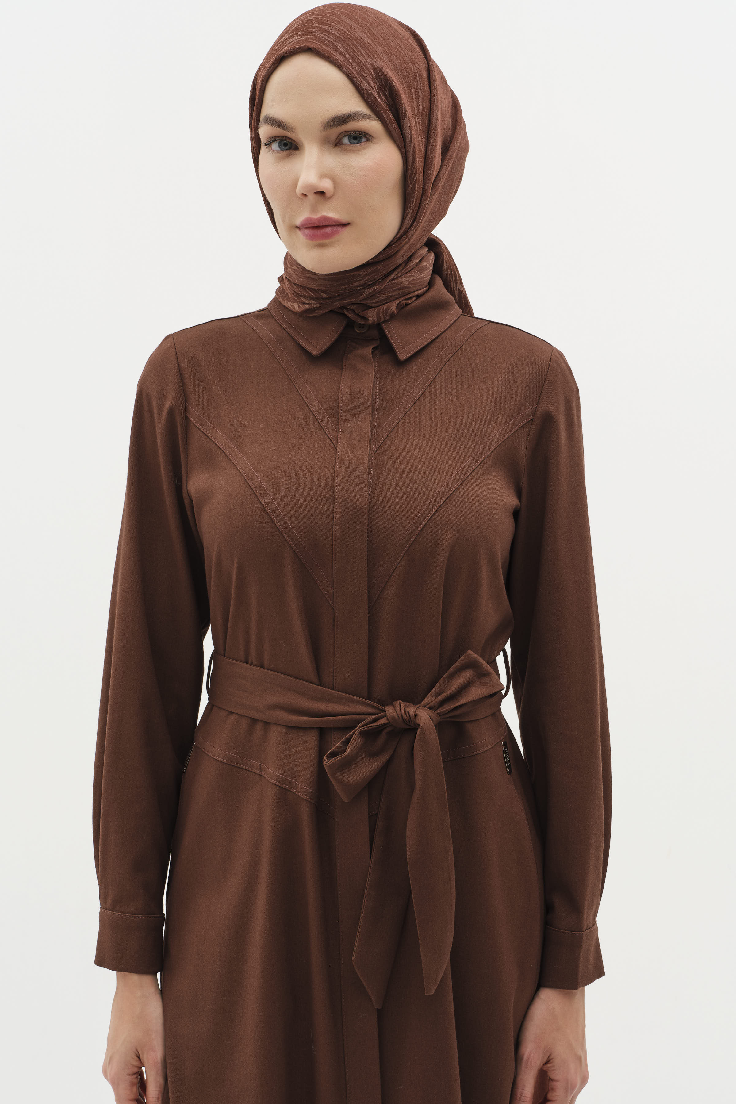 Uzun Tunik Pantolon Takım - Kahve TUGBA