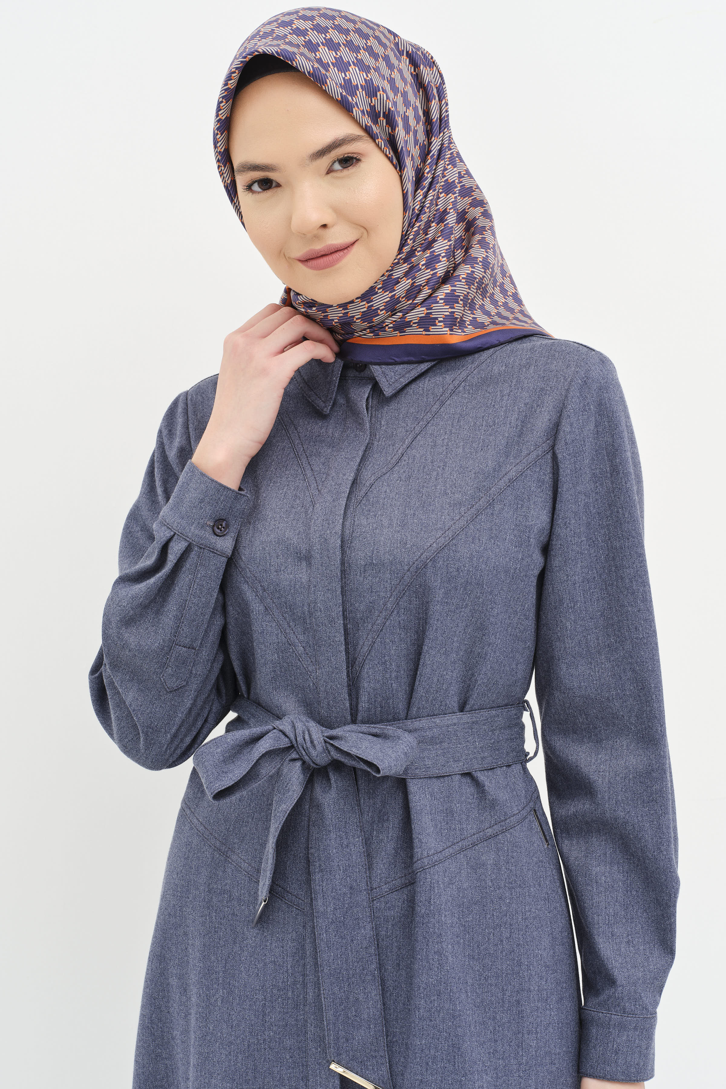 Uzun Tunik Pantolon Takım - Lacivert TUGBA