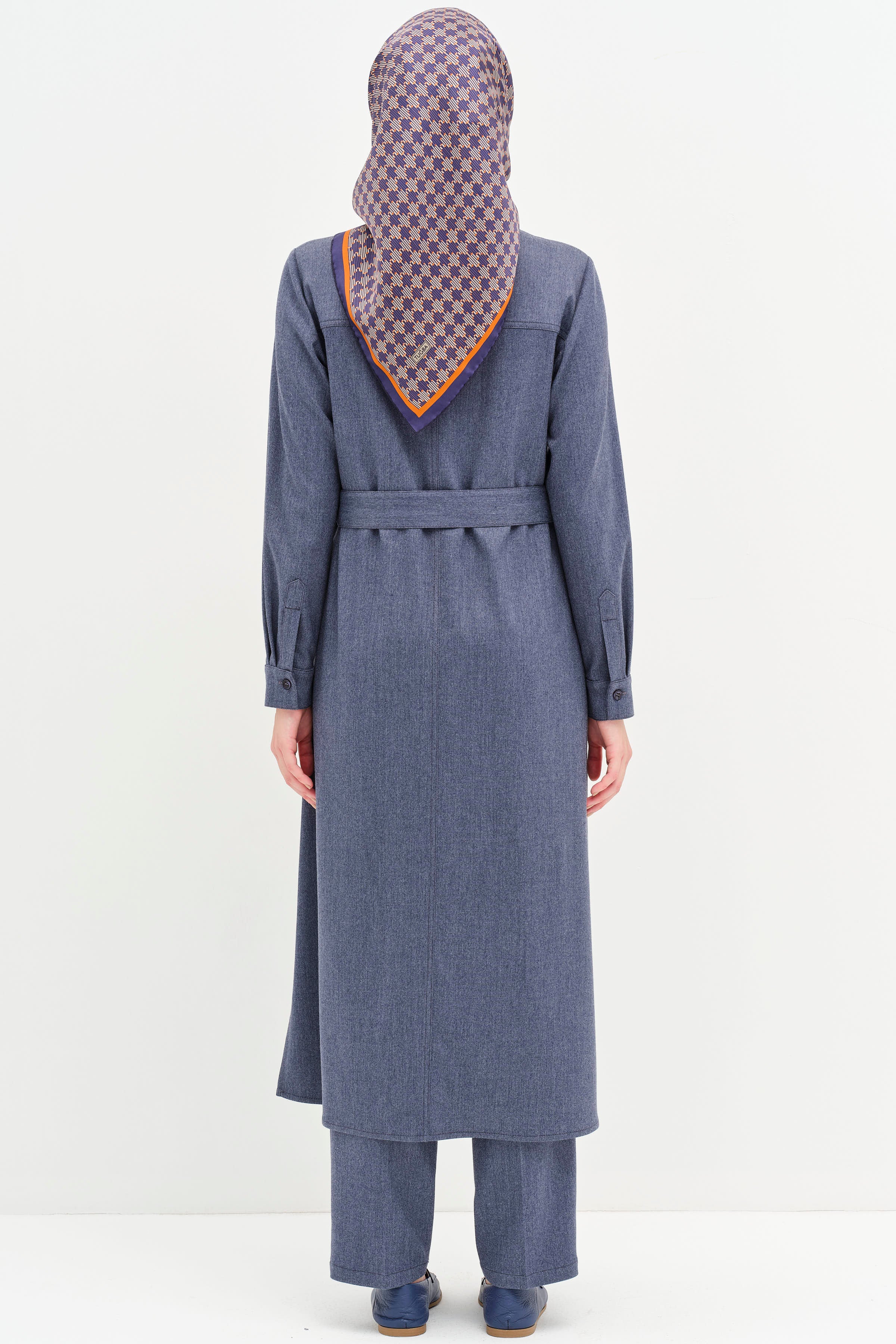 Uzun Tunik Pantolon Takım - Lacivert TUGBA