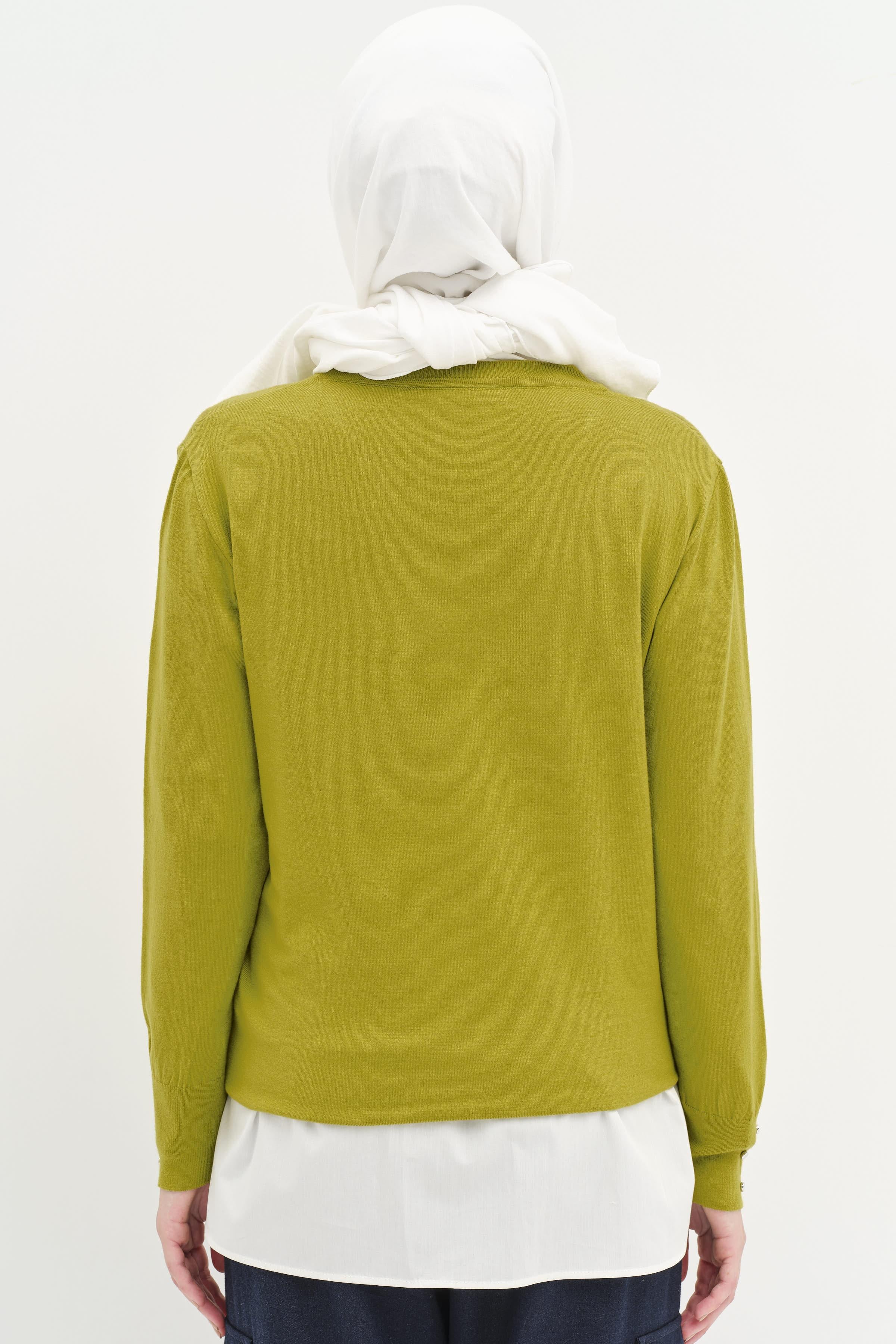 V Yaka Kol Düğme Detaylı Kazak - Asit TUGBA