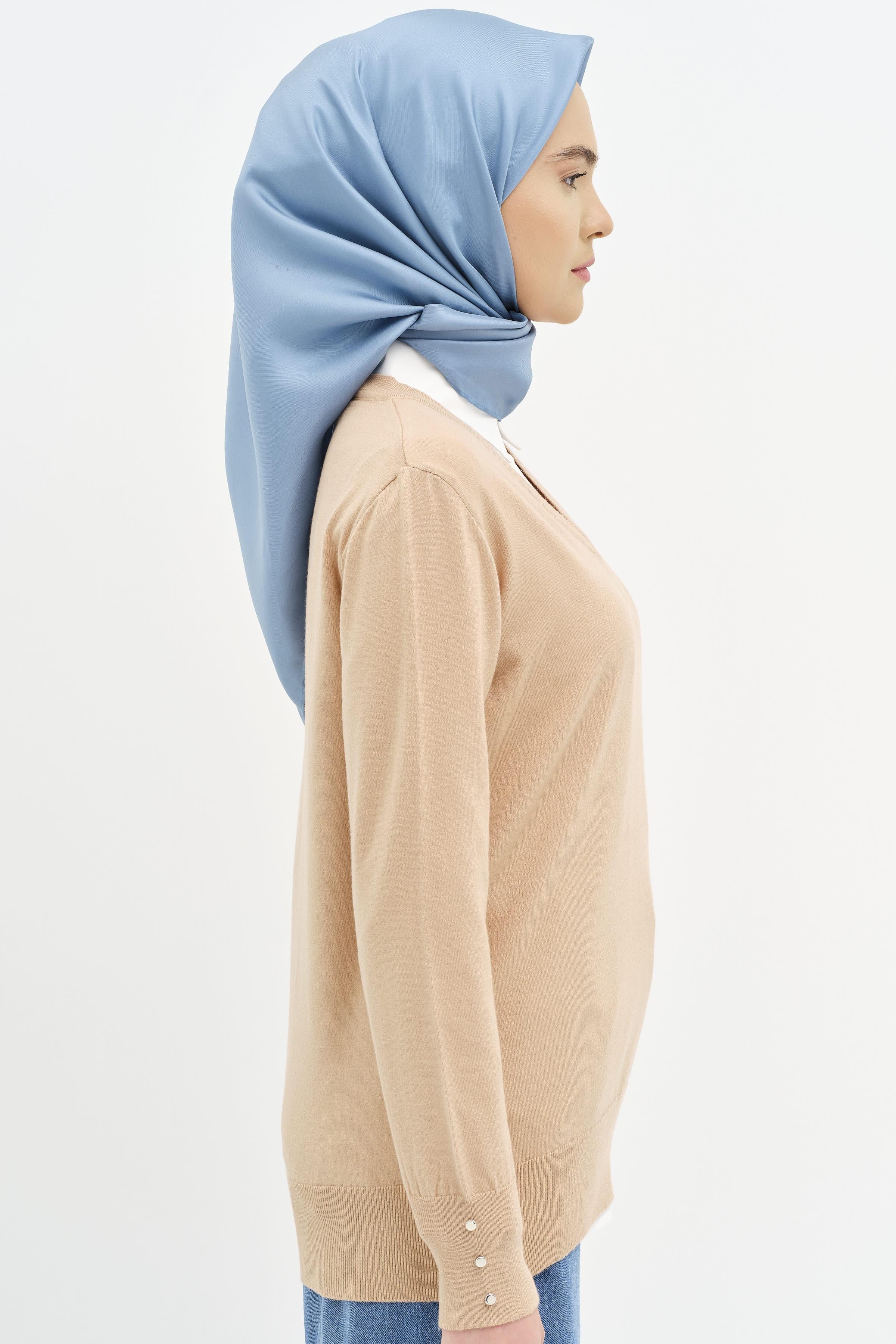 V Yaka Kol Düğme Detaylı Kazak - Camel TUGBA