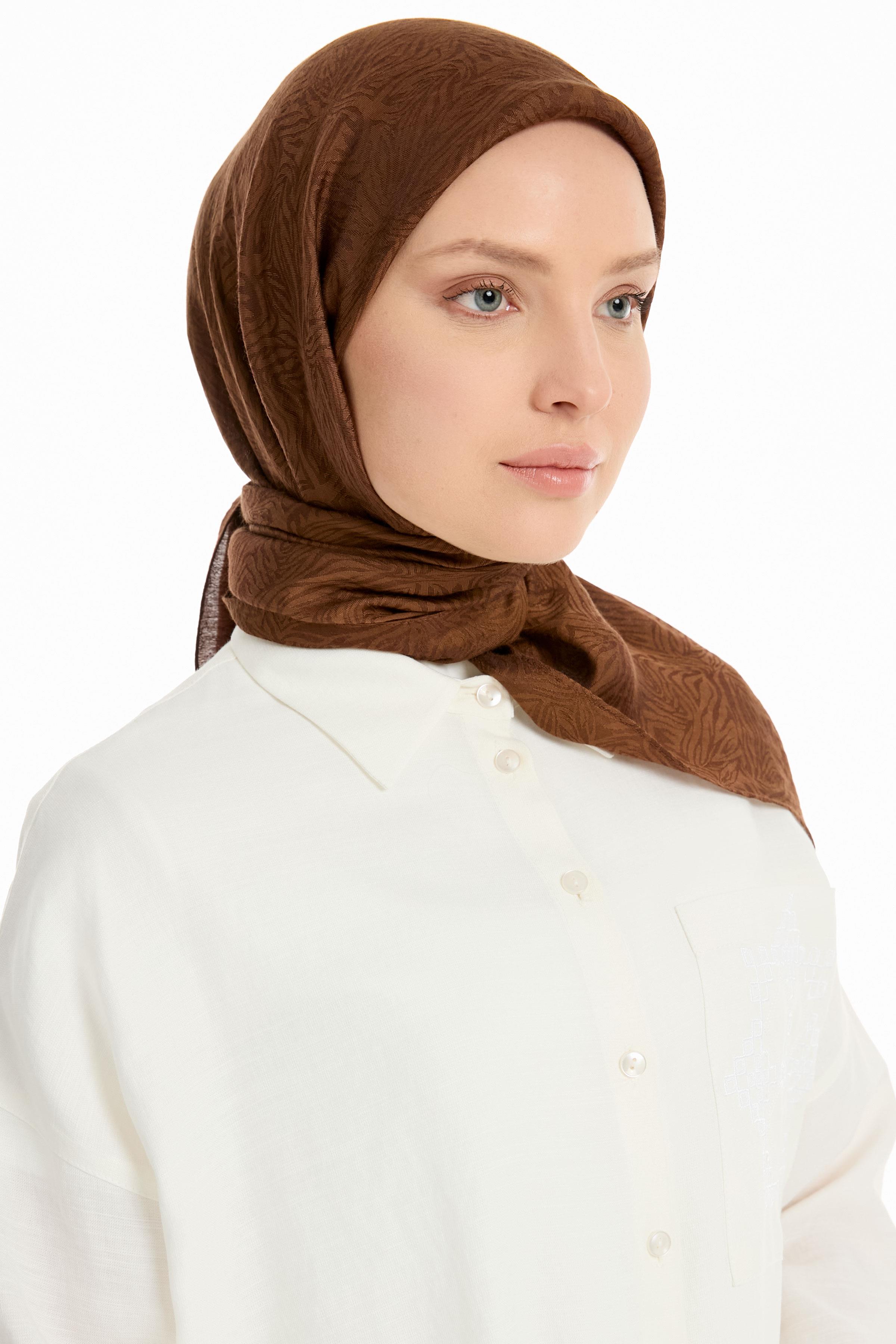 Zebra Desen Viskon Eşarp - Açık Kahve TUGBA